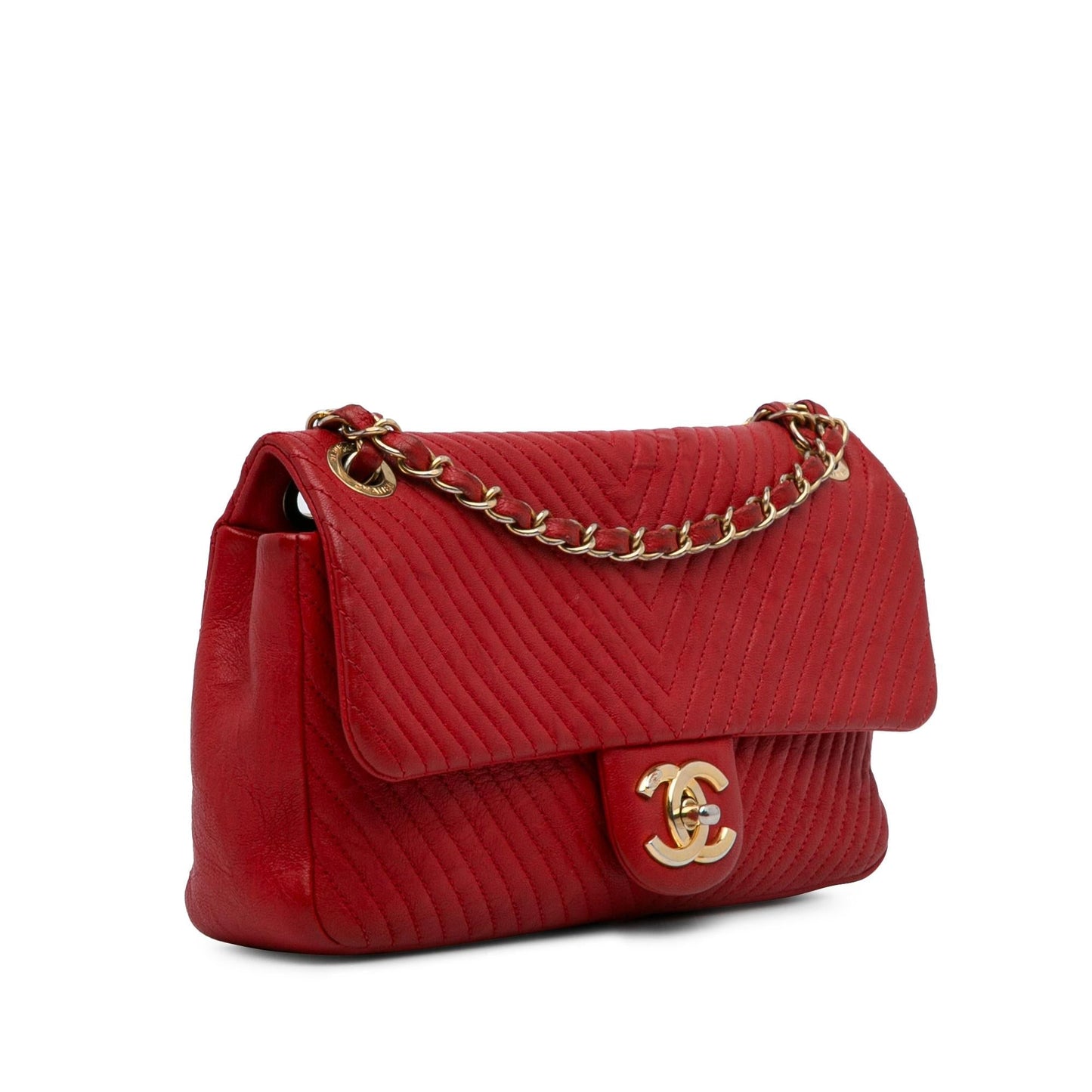 Chanel Wrinkled Calfskin Quilted Chevron Medallion Charm Key Chain Shg Hytizx