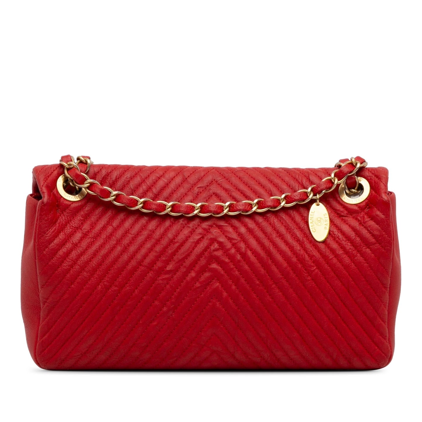 Chanel Wrinkled Lambskin Chevron Medallion Flap SHG-qDeD9g Handbag