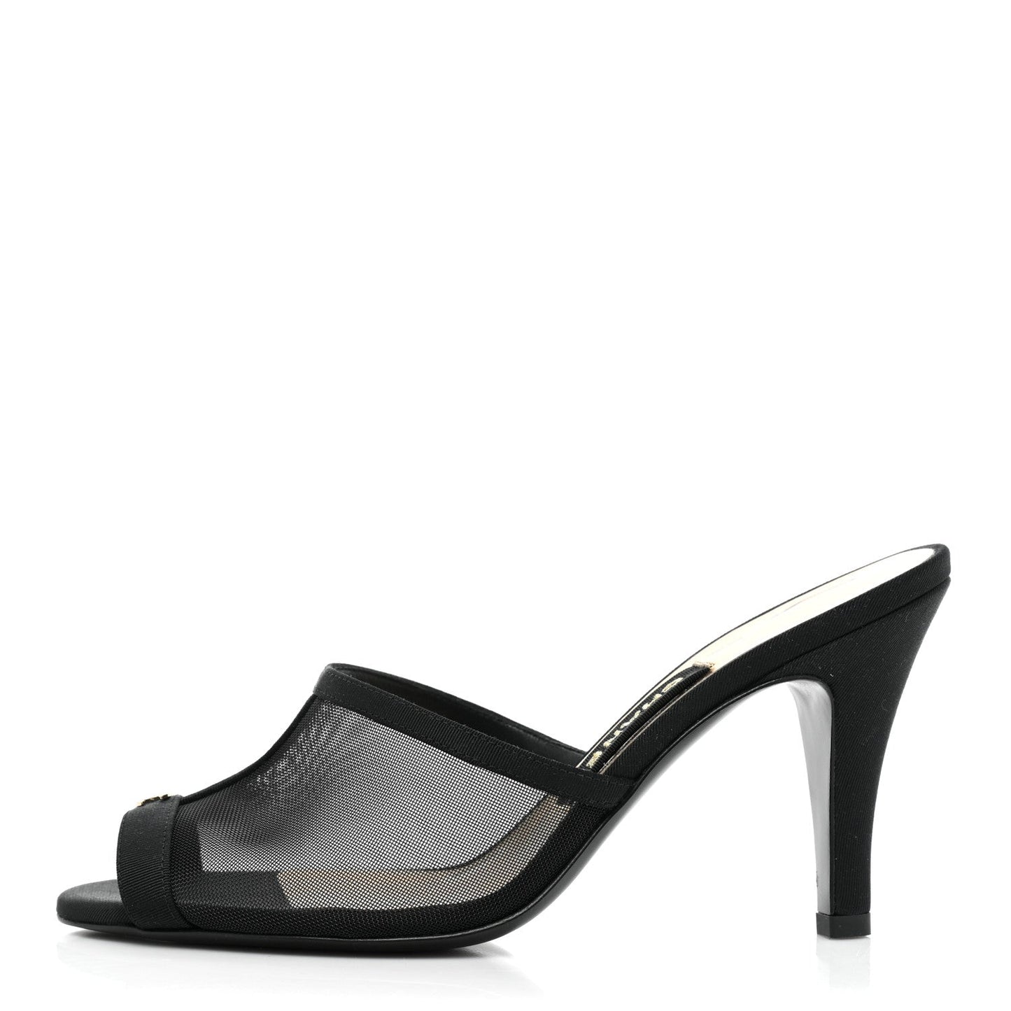 Chanel Mesh Grosgrain CC Heeled Mules for Women