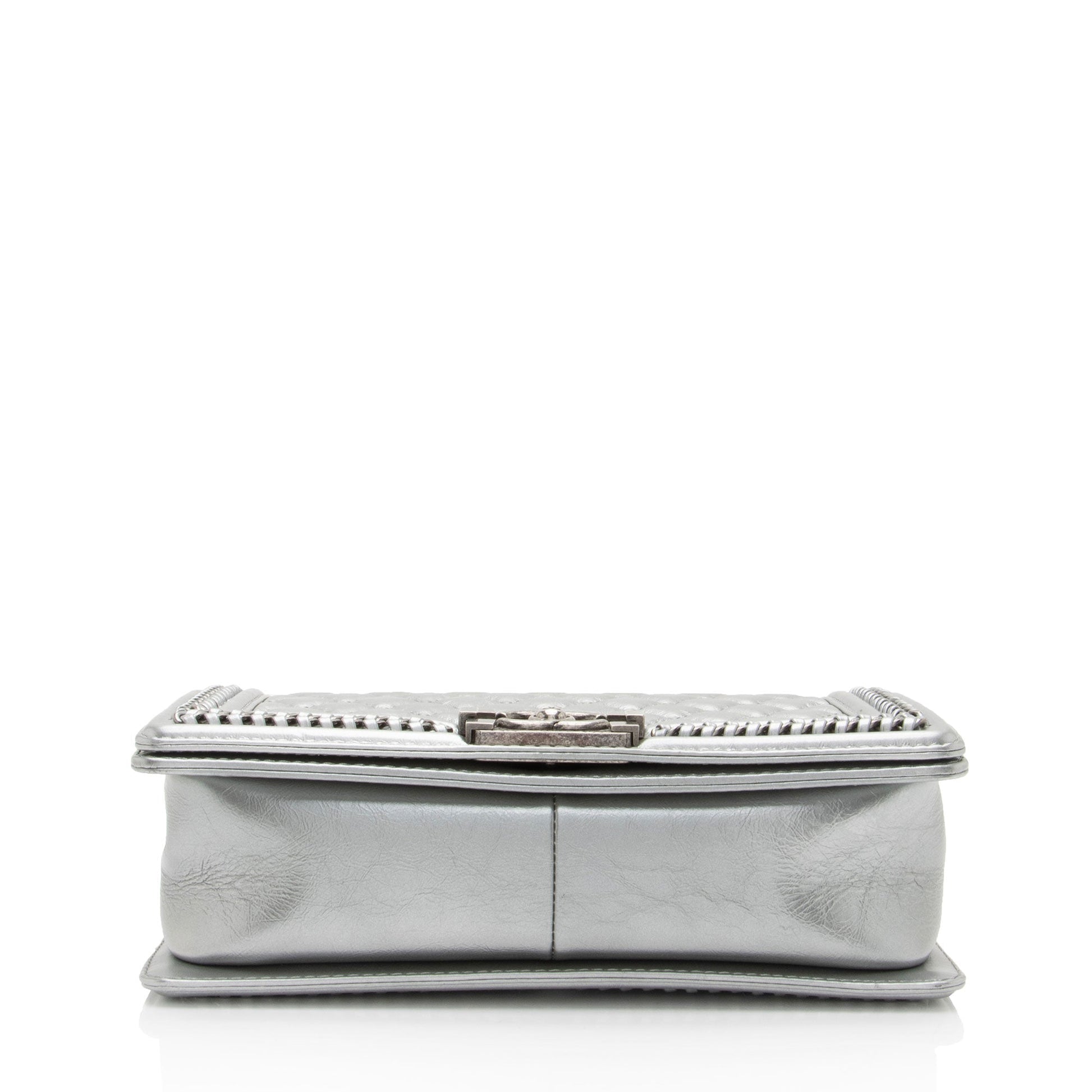 Chanel Metallic Aged Calfskin Chain Top Handle Medium Boy Bag (SHF-RO5g92)