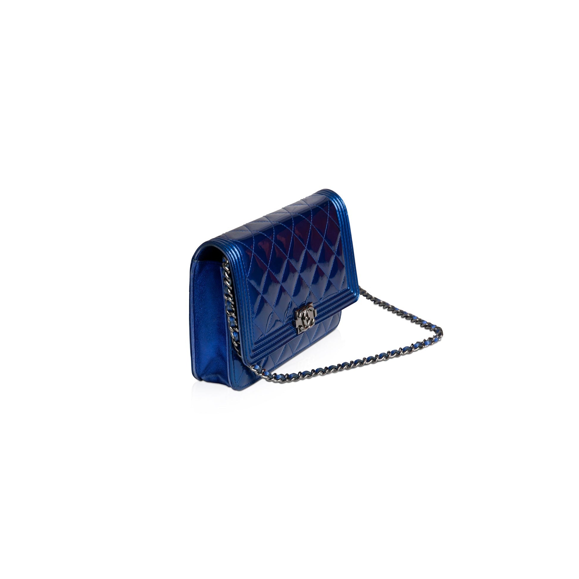 Chanel on Leather Blue Wallet Case