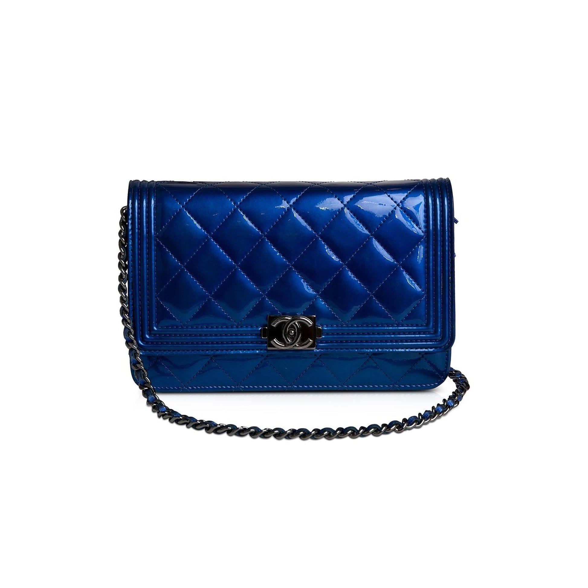 Chanel on Leather Blue Wallet Case