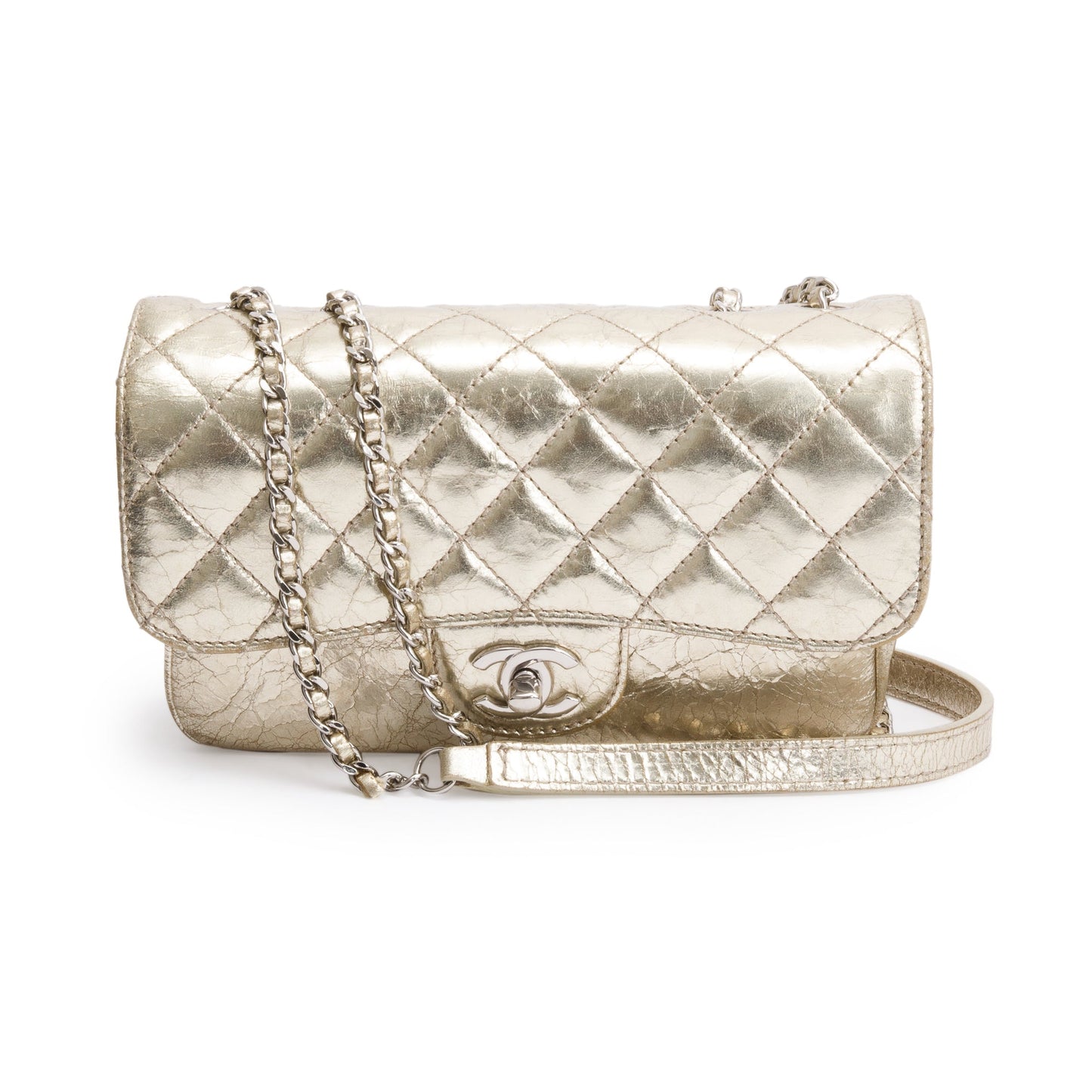 Chanel ms Pocket Flap Leather Calfskin Gold Travel Bag
