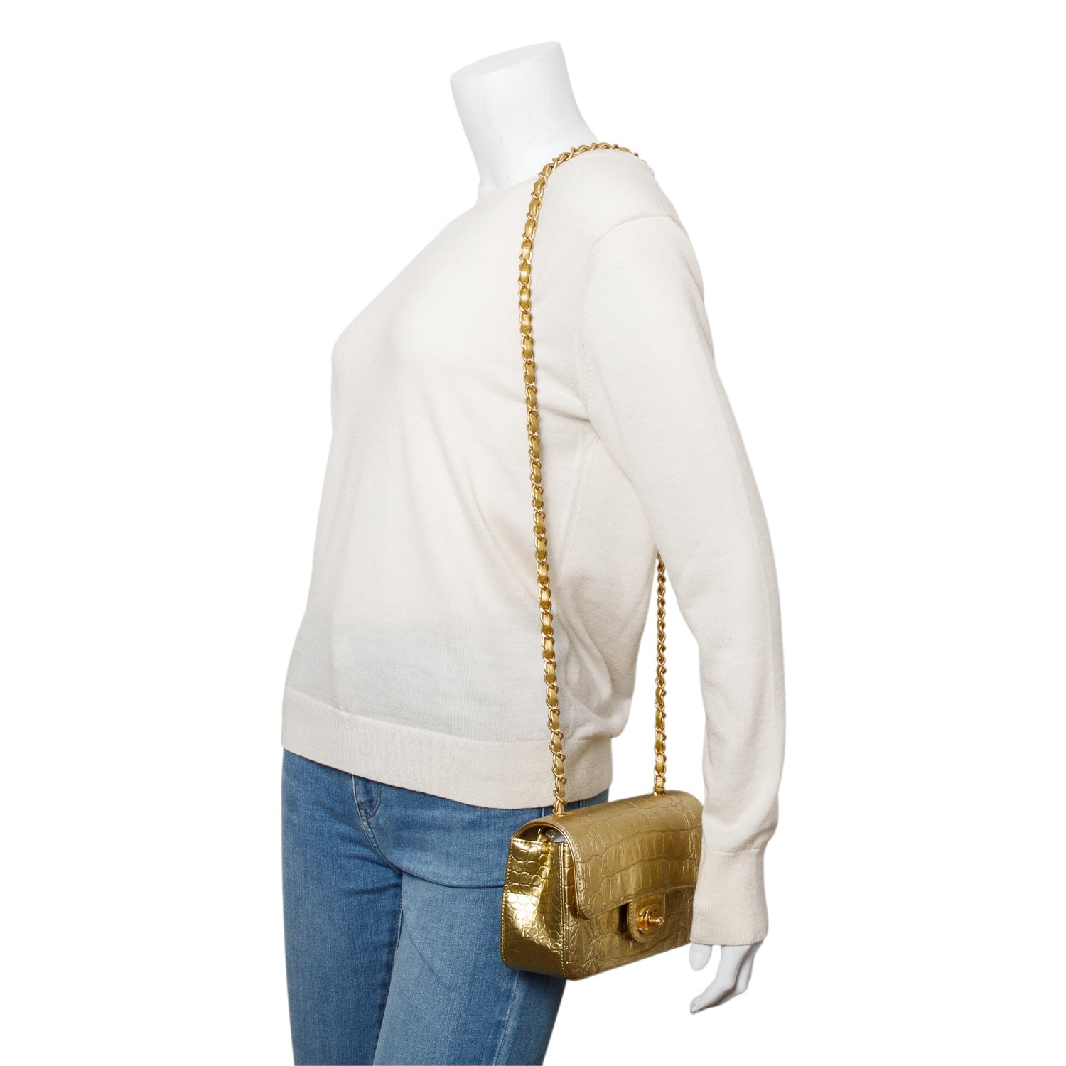 Chanel n Classic Rectangular Flap Leather Calfskin Gold Travel Bag