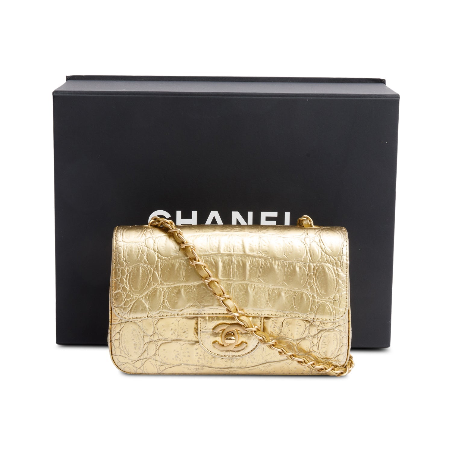 Chanel n Classic Rectangular Flap Leather Calfskin Gold Travel Bag