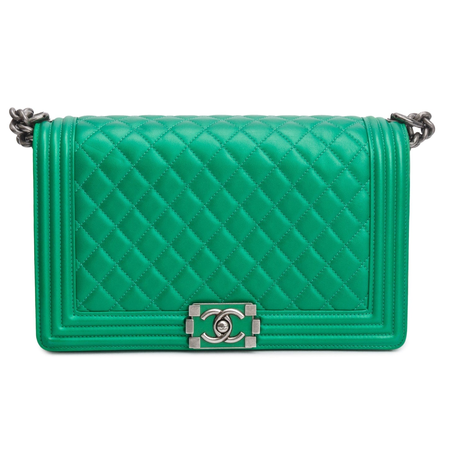 Chanel New Boy Leather Calfskin Green Travel Bag