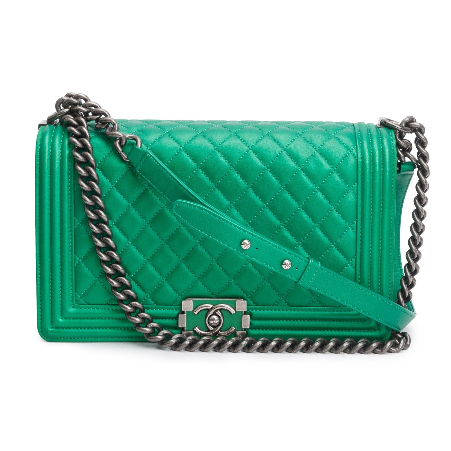 Chanel New Boy Leather Calfskin Green Travel Bag