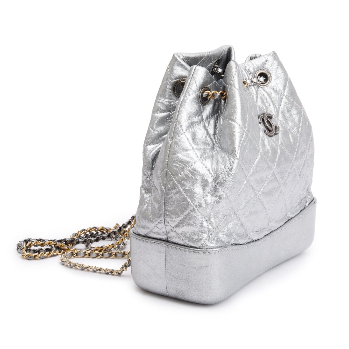 Louis Vuitton Chanel all Gabrielle Backpack Leather Calfskin Silver Travel Bag
