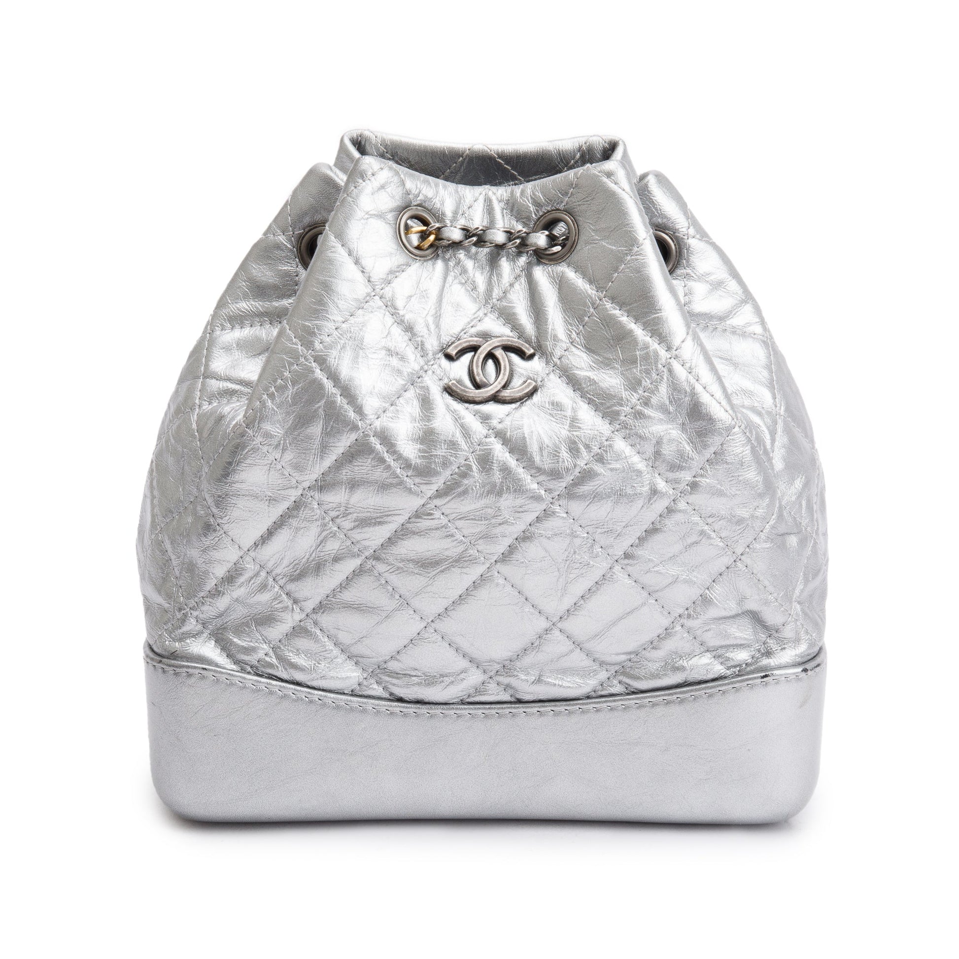 Louis Vuitton Chanel all Gabrielle Backpack Leather Calfskin Silver Travel Bag