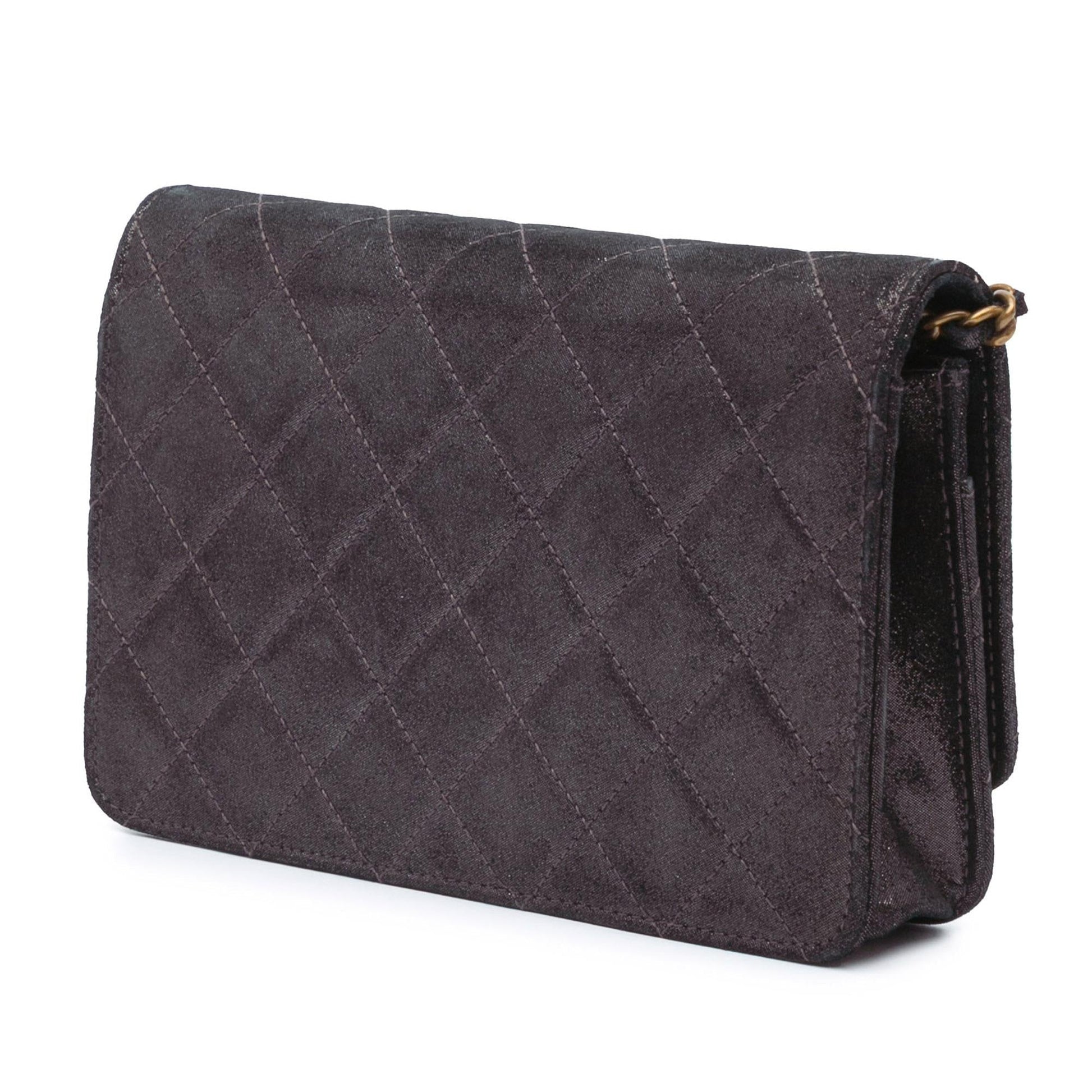 Chanel Metiers dArt Quilted Iridescent Lambskin Tartan Wallet Case Chain 1