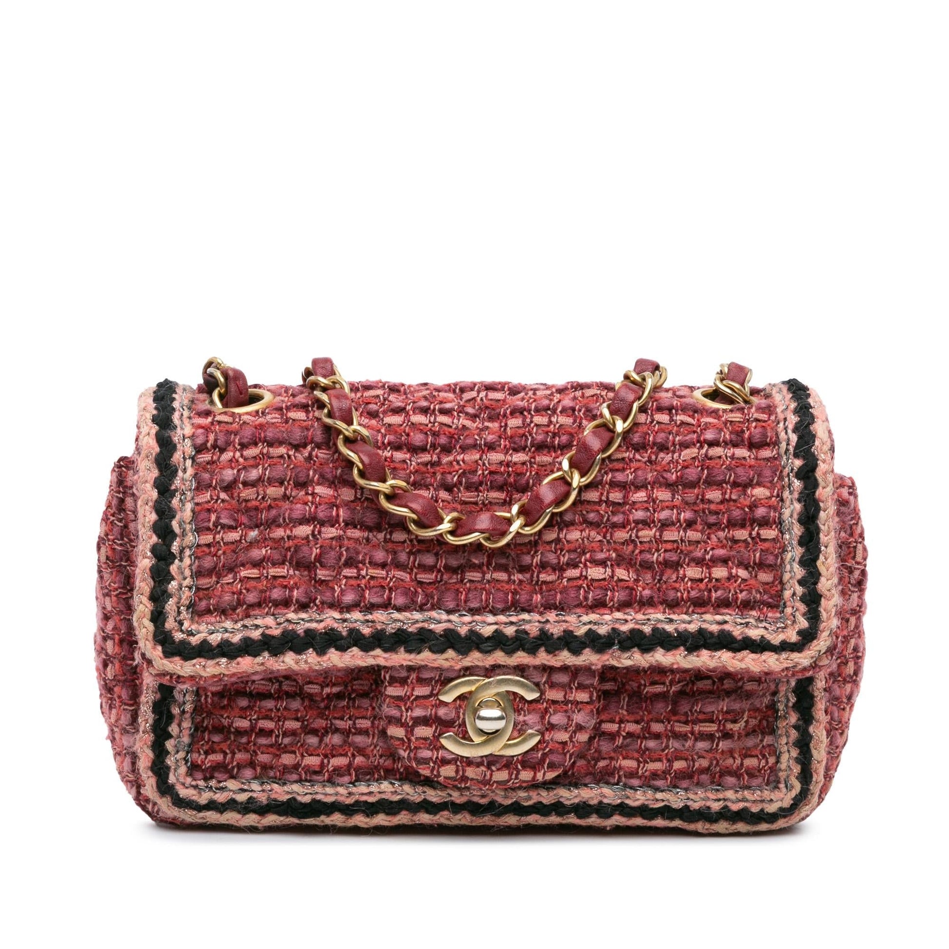 Chanel Braided Classic Tweed Single Flap Shoulder Bag
