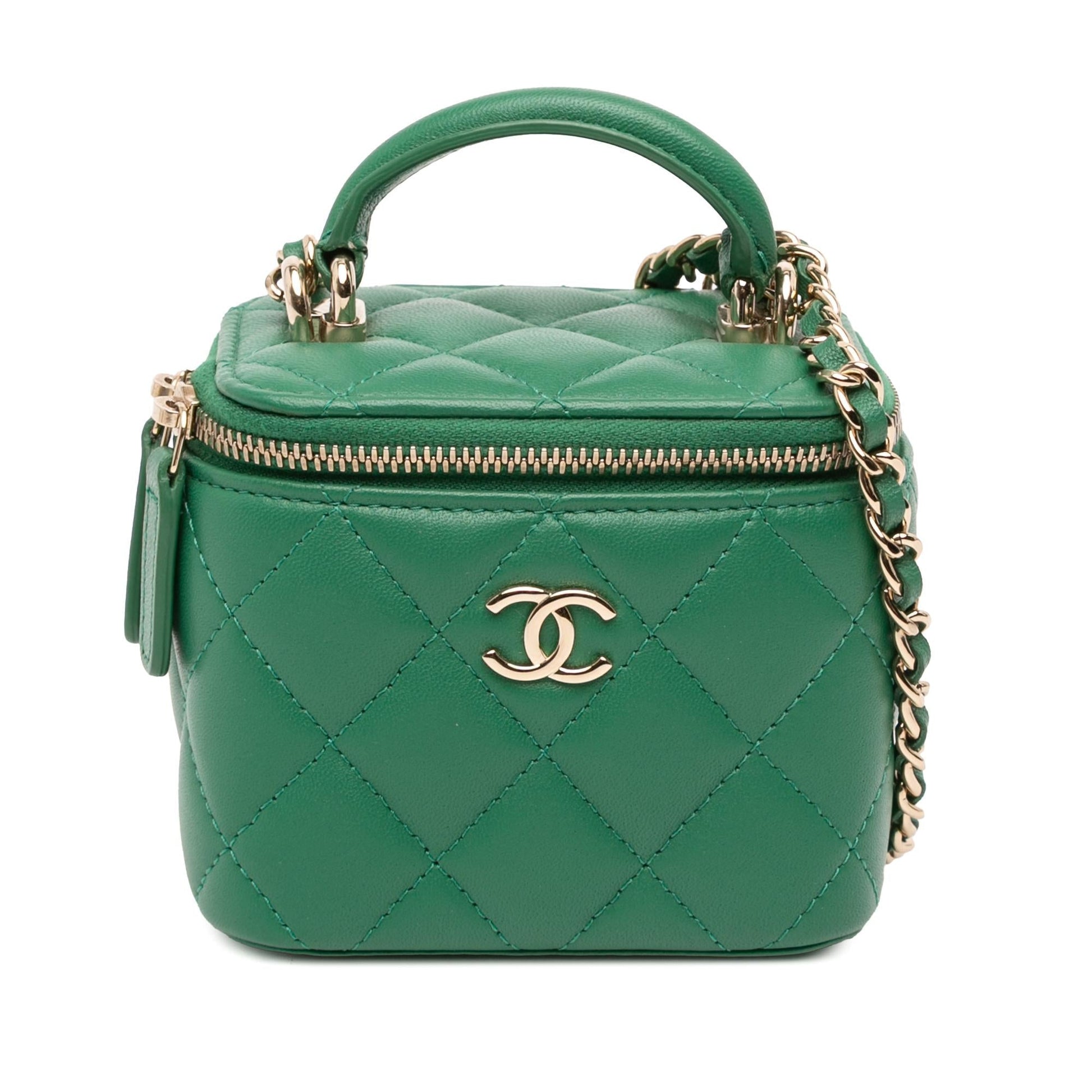 Chanel CC Quilted Lambskin Top Handle Vanity Mini Bag
