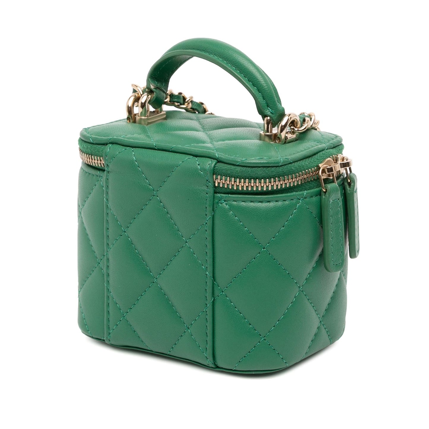 Chanel CC Quilted Lambskin Top Handle Vanity Mini Bag