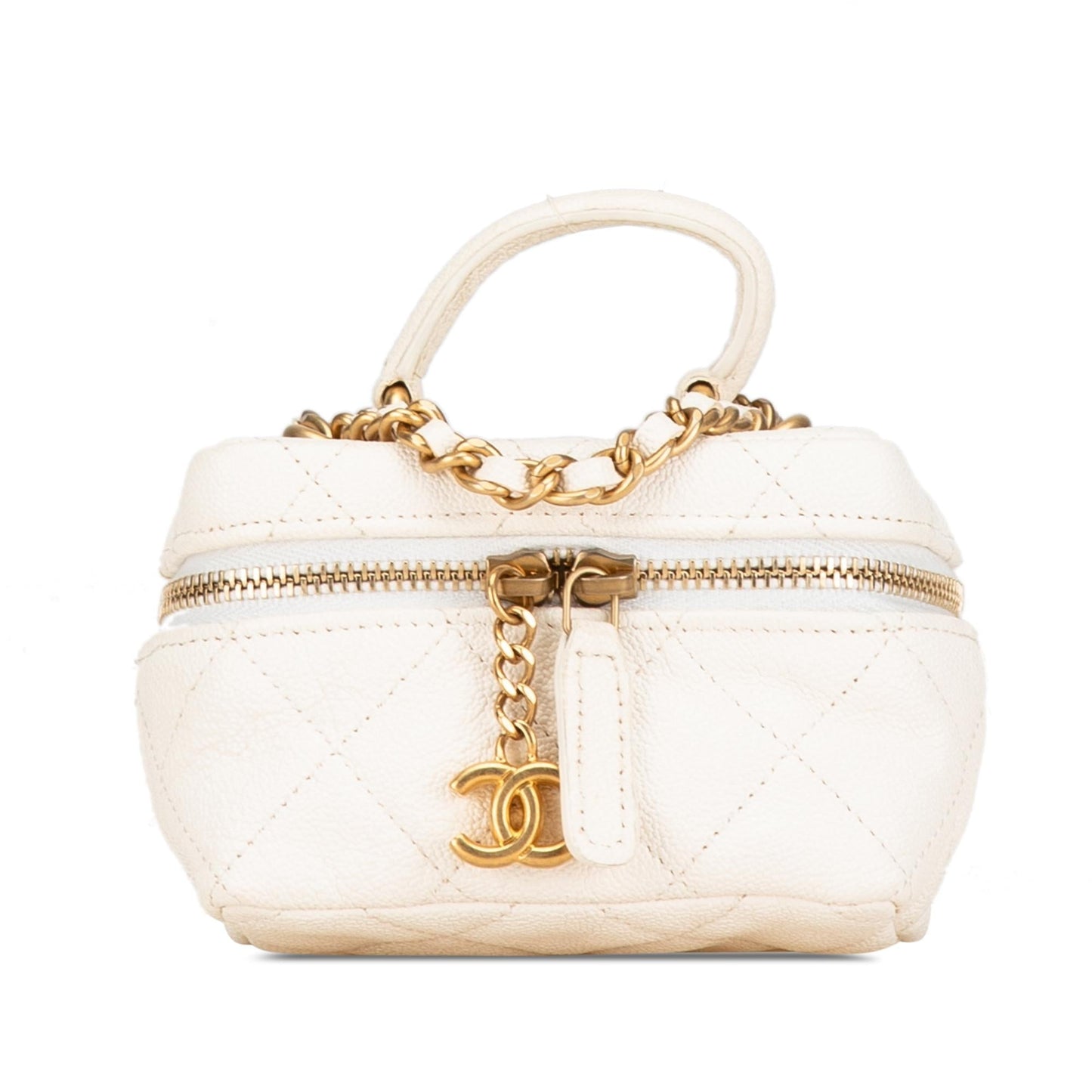 Chanel Caviar Zip Around Vanity Mini Bag Vanity Case