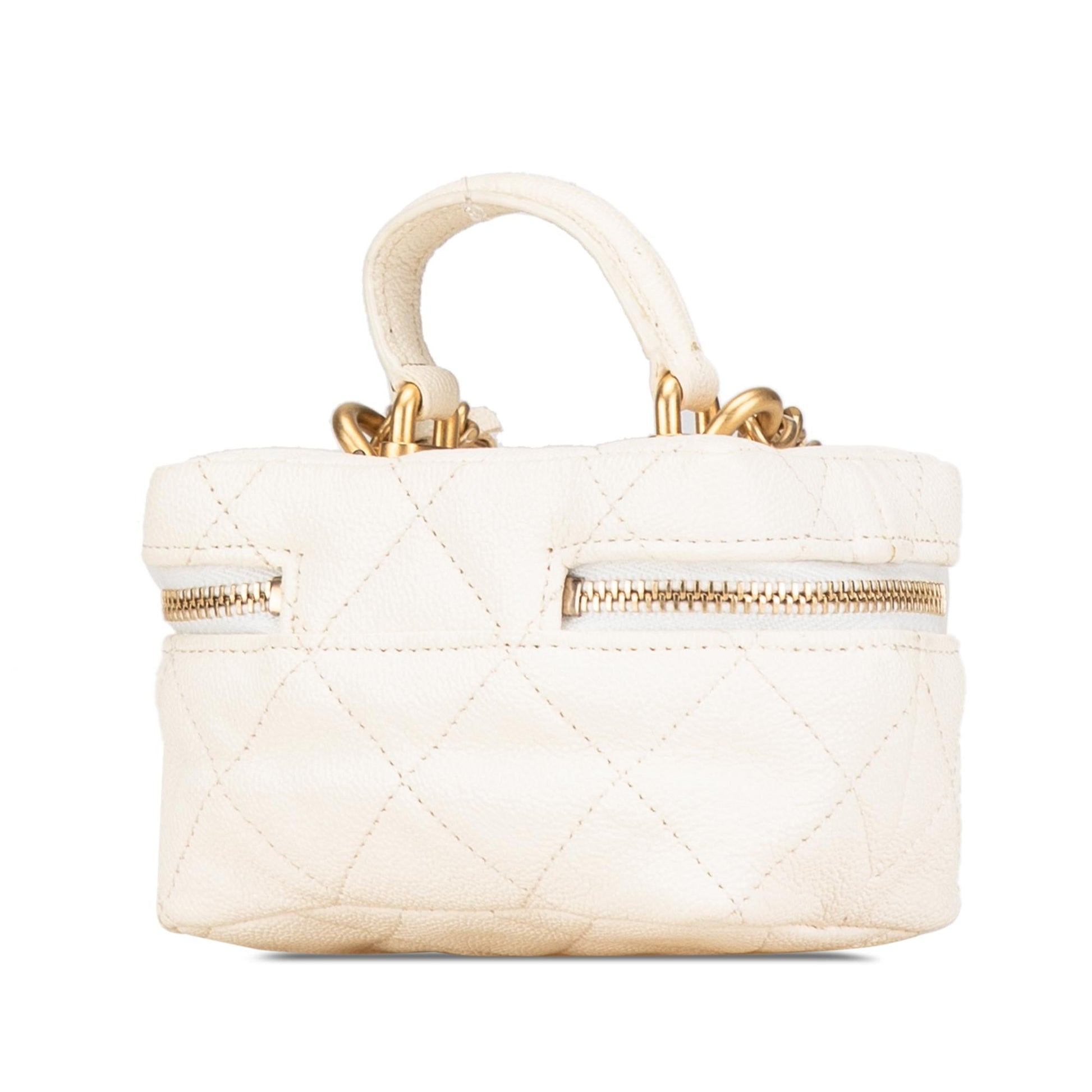 Chanel Caviar Zip Around Vanity Mini Bag Vanity Case