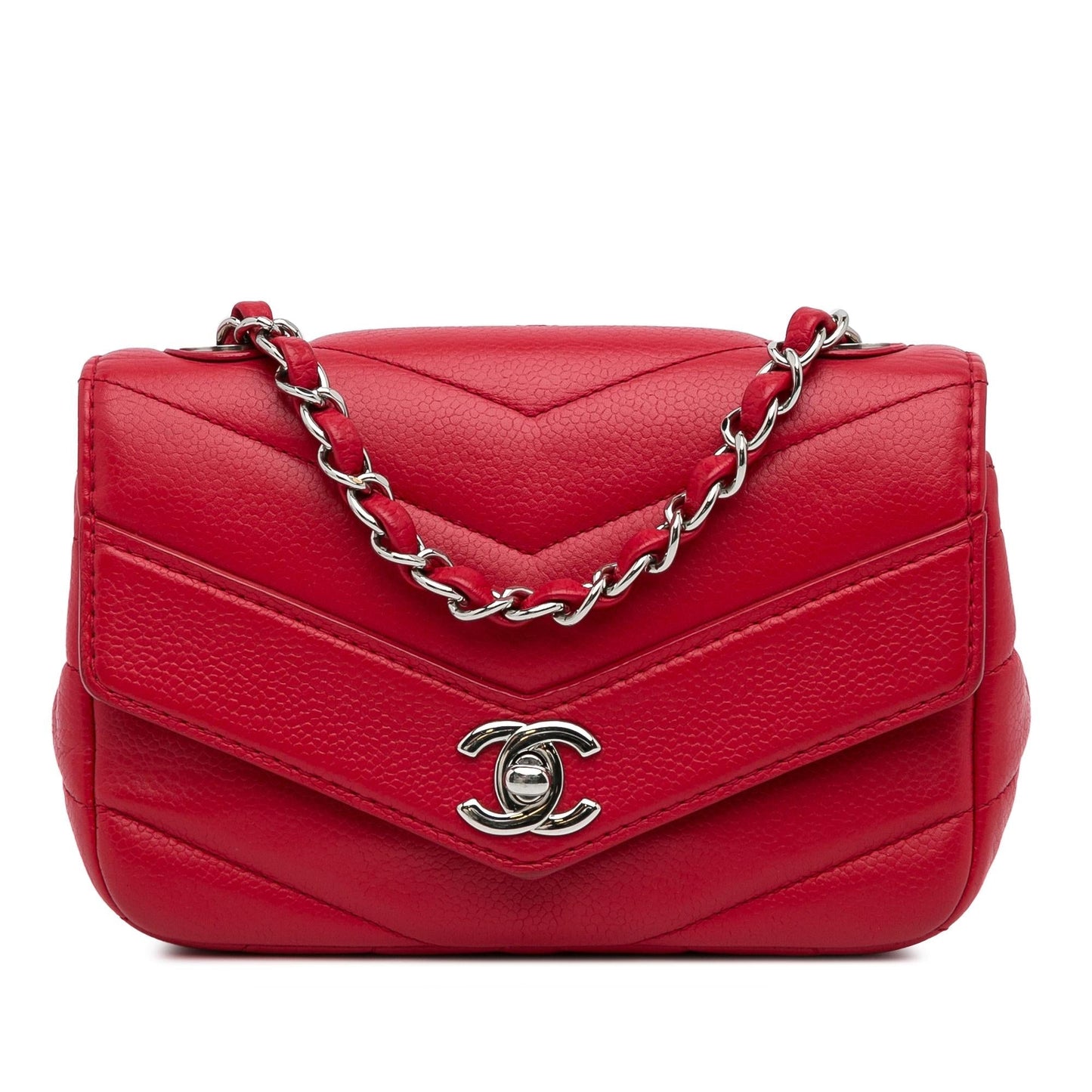 Chanel Caviar Chevron Data Center Envelope Flap Shoulder Bag Shg Xirjr6