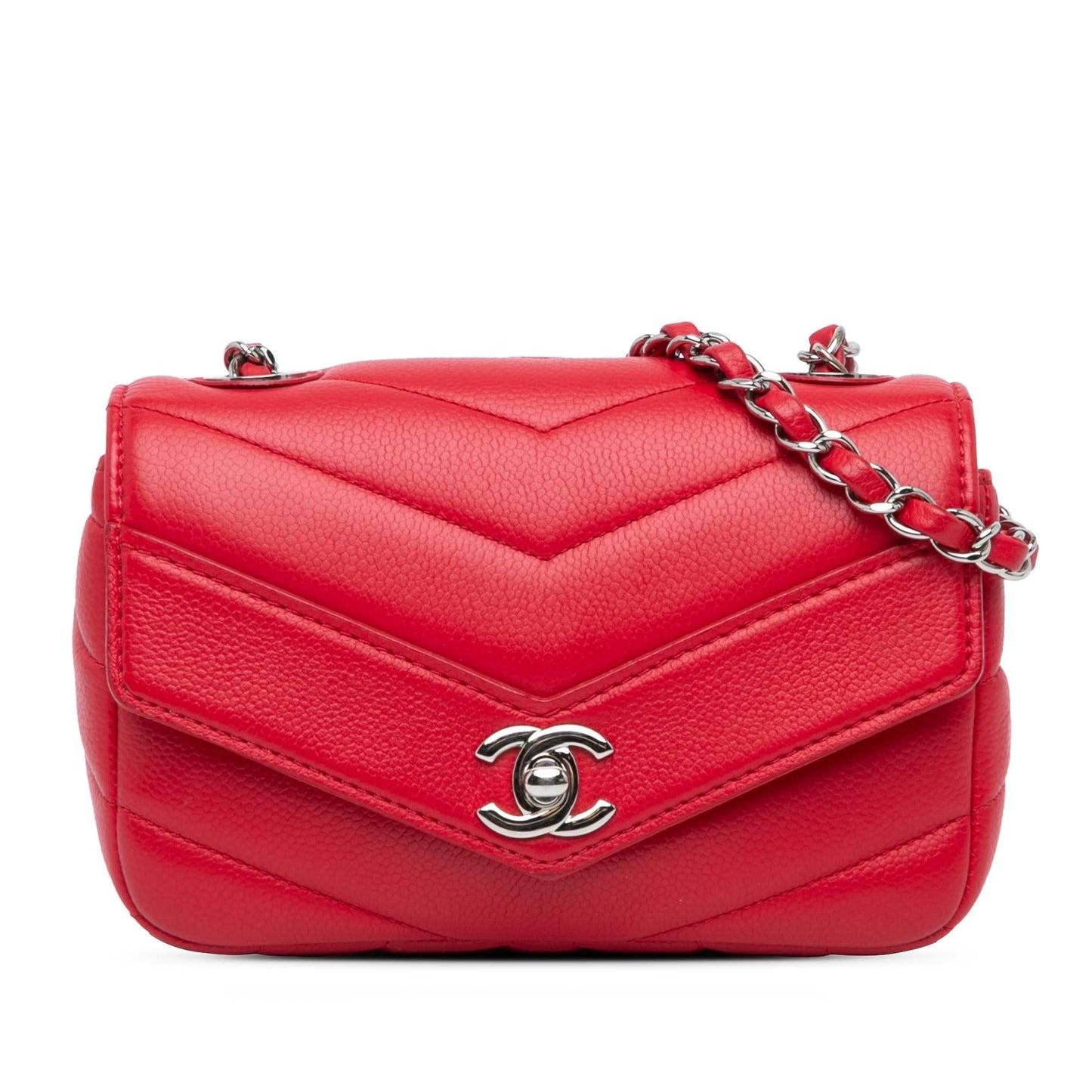 Chanel Caviar Chevron Data Center Envelope Flap Shoulder Bag Shg Sz8Exw