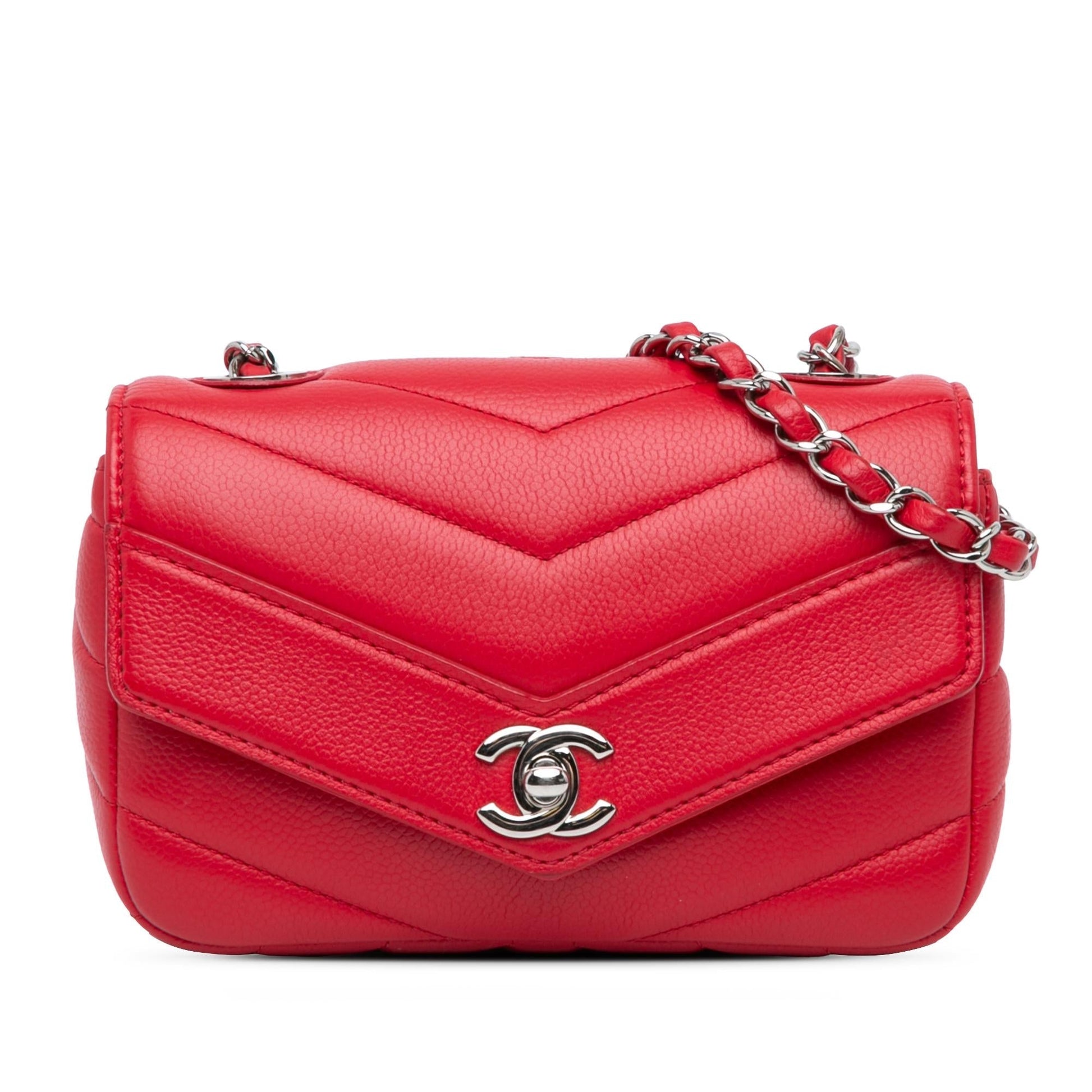 Chanel Caviar Chevron Data Center Envelope Flap Shoulder Bag Shg Sz8Exw