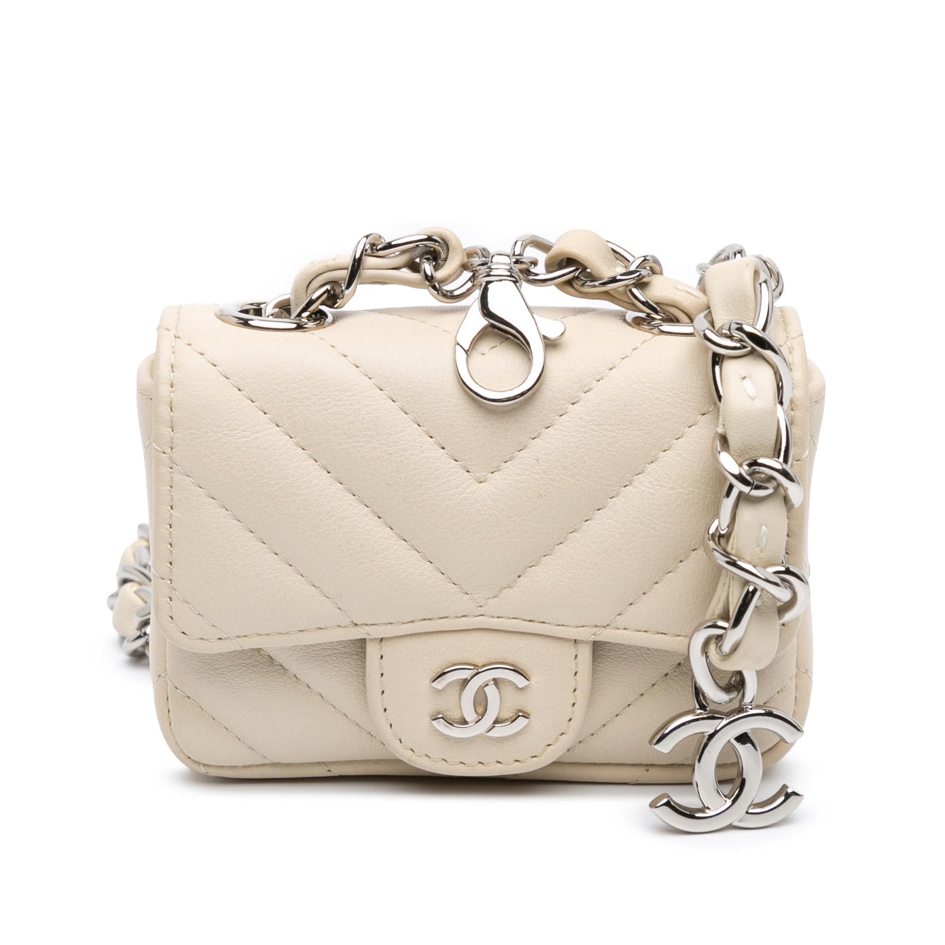 Chanel Chevron Lambskin Card Holder Belt Wallet Case