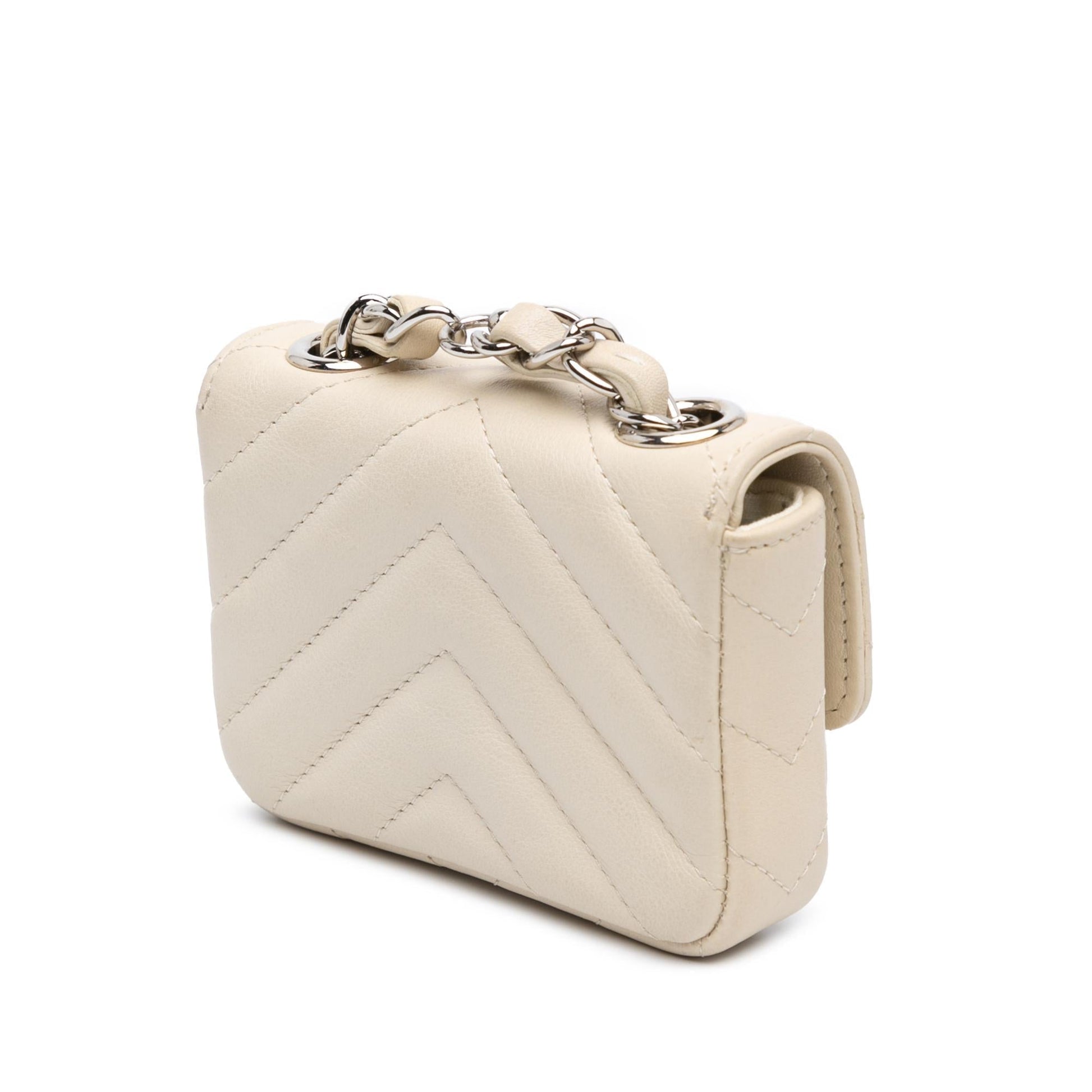 Chanel Chevron Lambskin Card Holder Belt Wallet Case