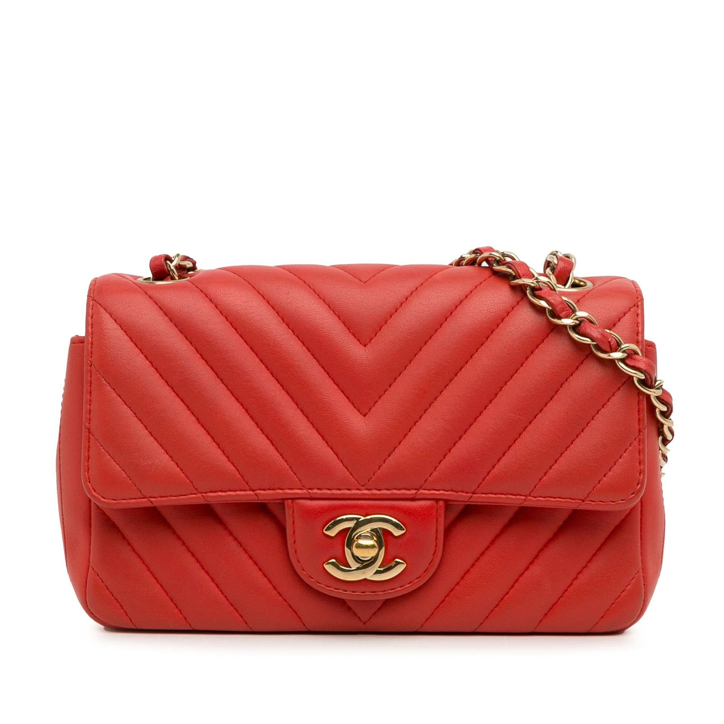 Chanel Chevron Quilted Lambskin Rectangular Flap SHG-rXZBco Shoulder Bag