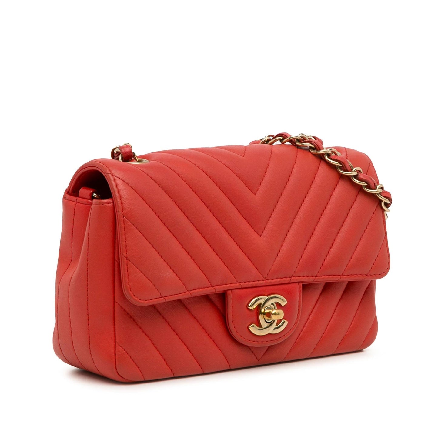 Chanel Chevron Quilted Lambskin Rectangular Flap SHG-rXZBco Shoulder Bag