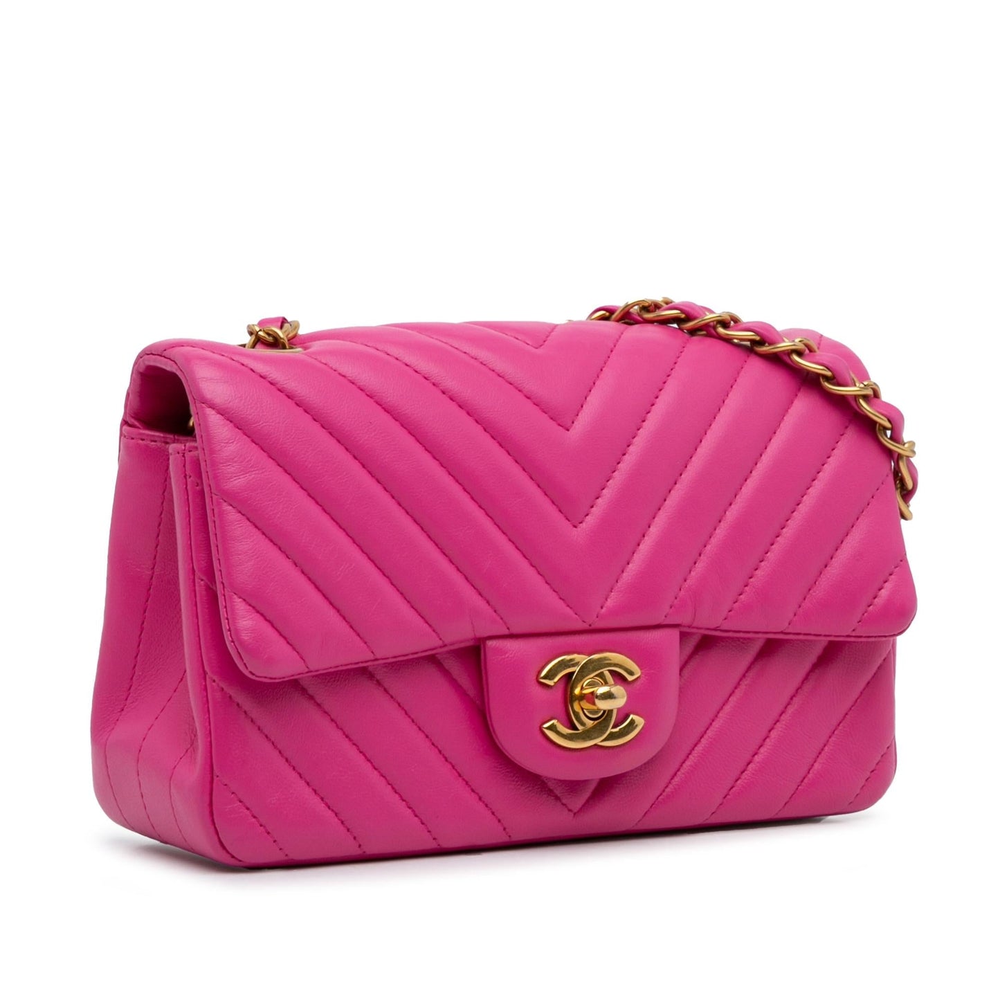 Chanel Mini Chevron Quilted Lambskin Rectangular Flap (Shg-Ny0Khq) Bag
