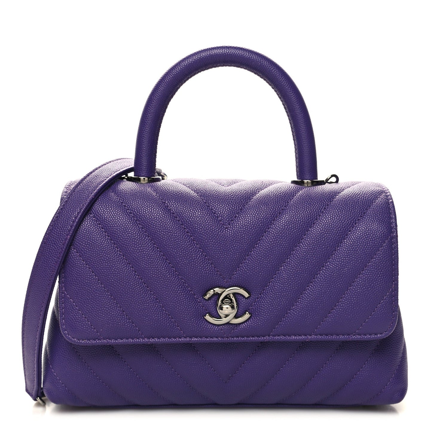 Chanel COCO HANDLE CHEVRON QUILTED CAVIAR Leather Mini Bag