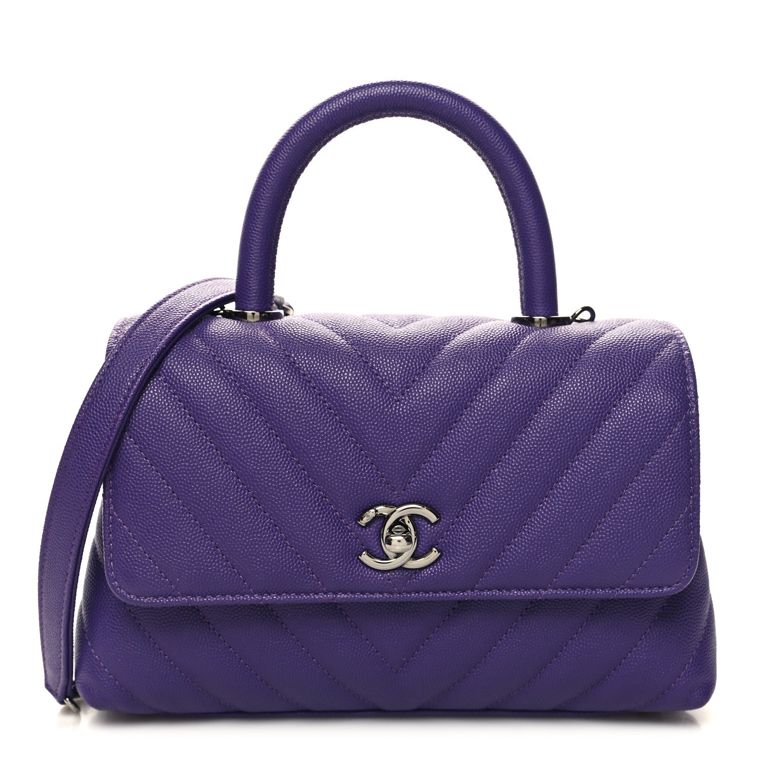 Chanel COCO HANDLE CHEVRON QUILTED CAVIAR Leather Mini Bag