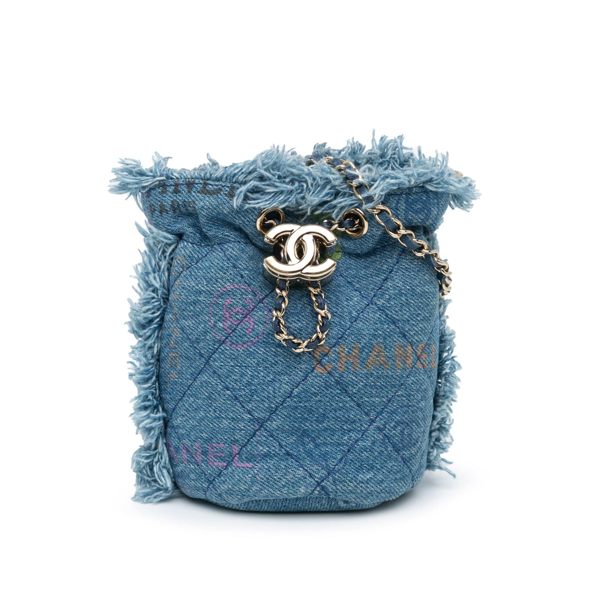 Chanel Denim Mood Bucket Bag With Chain