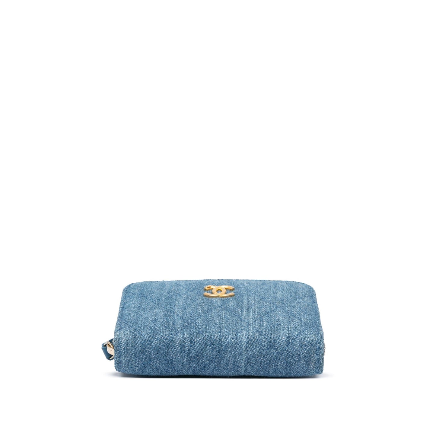 Chanel Denim Pearl Crush Card Holder On Wallet Case