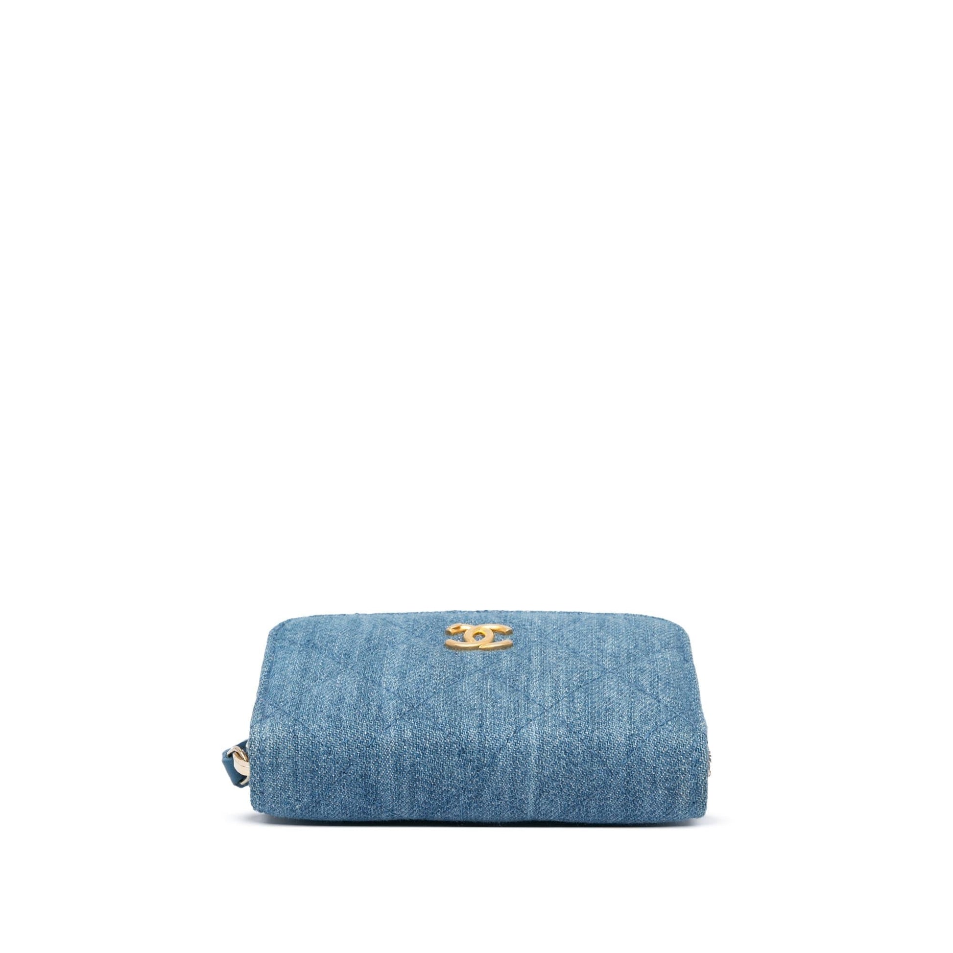 Chanel Denim Pearl Crush Card Holder On Wallet Case