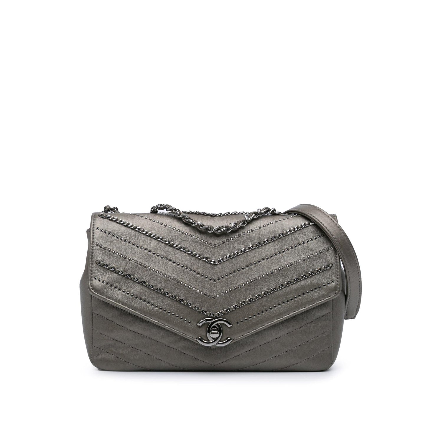 Chanel Embellished Calfskin Chevron Square Envelop Flap Mini Bag Flap 3