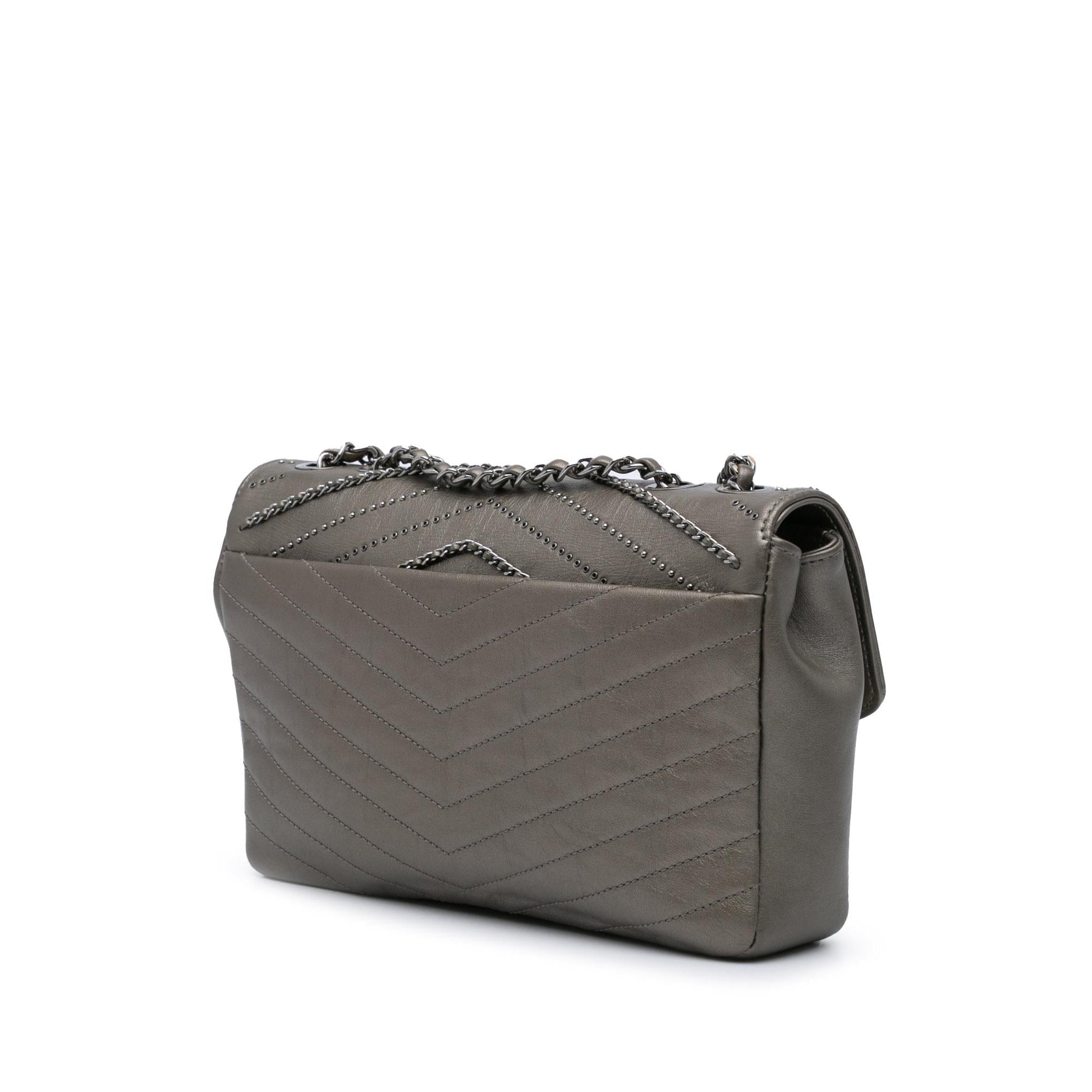 Chanel Embellished Calfskin Chevron Square Envelop Flap Mini Bag Flap 4