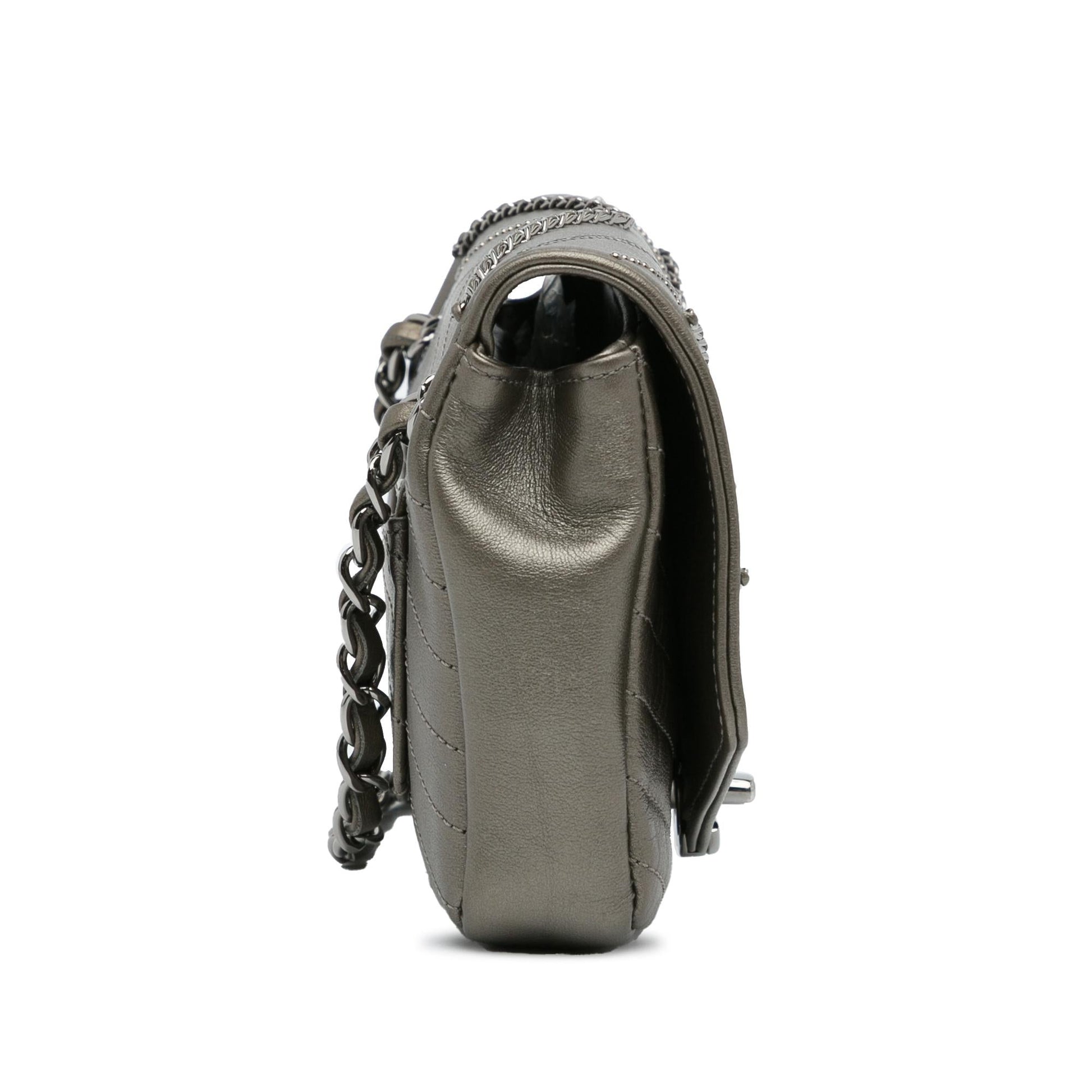 Chanel Embellished Calfskin Chevron Square Envelop Flap Mini Bag Flap 5
