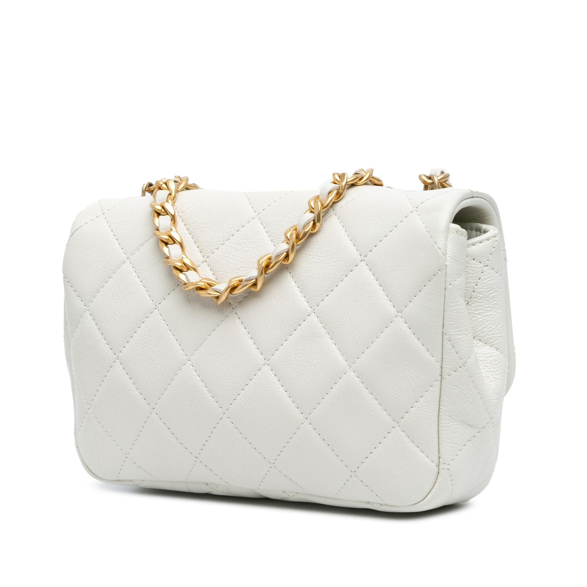 Chanel Glazed Calfskin Pearl Side Flap Mini Bag