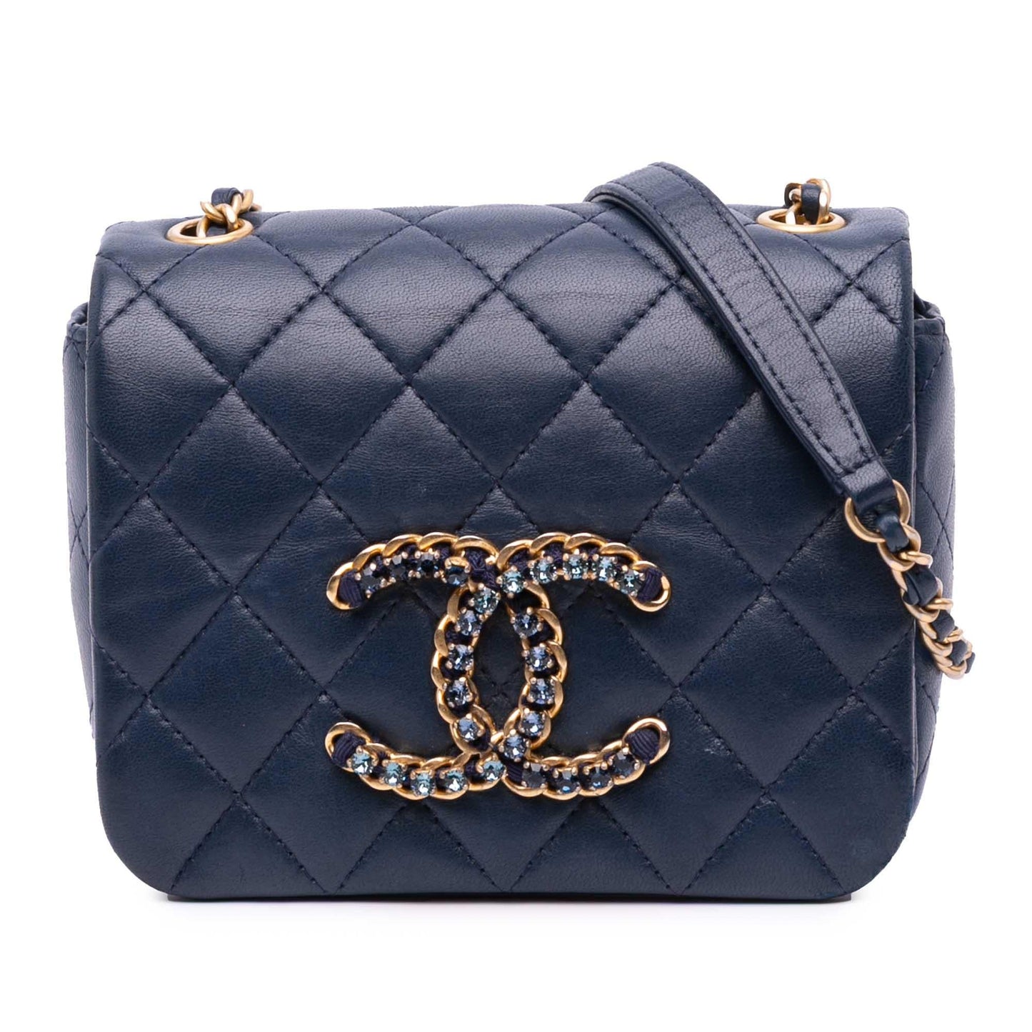 Chanel Lambskin CC Crystal Full flap Mini Bag