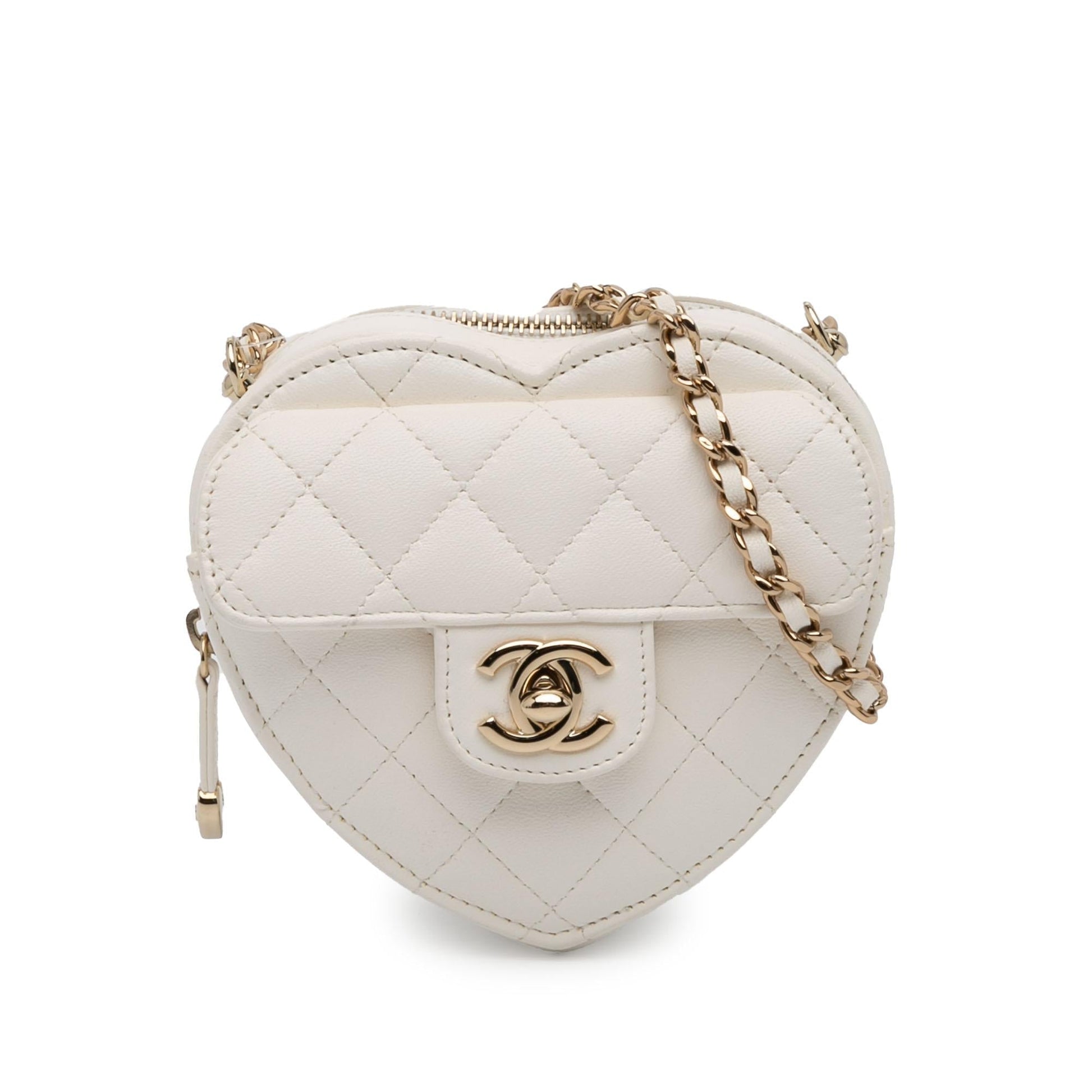 Chanel Lambskin CC Love Heart Crossbody Bag Heart Crossbody