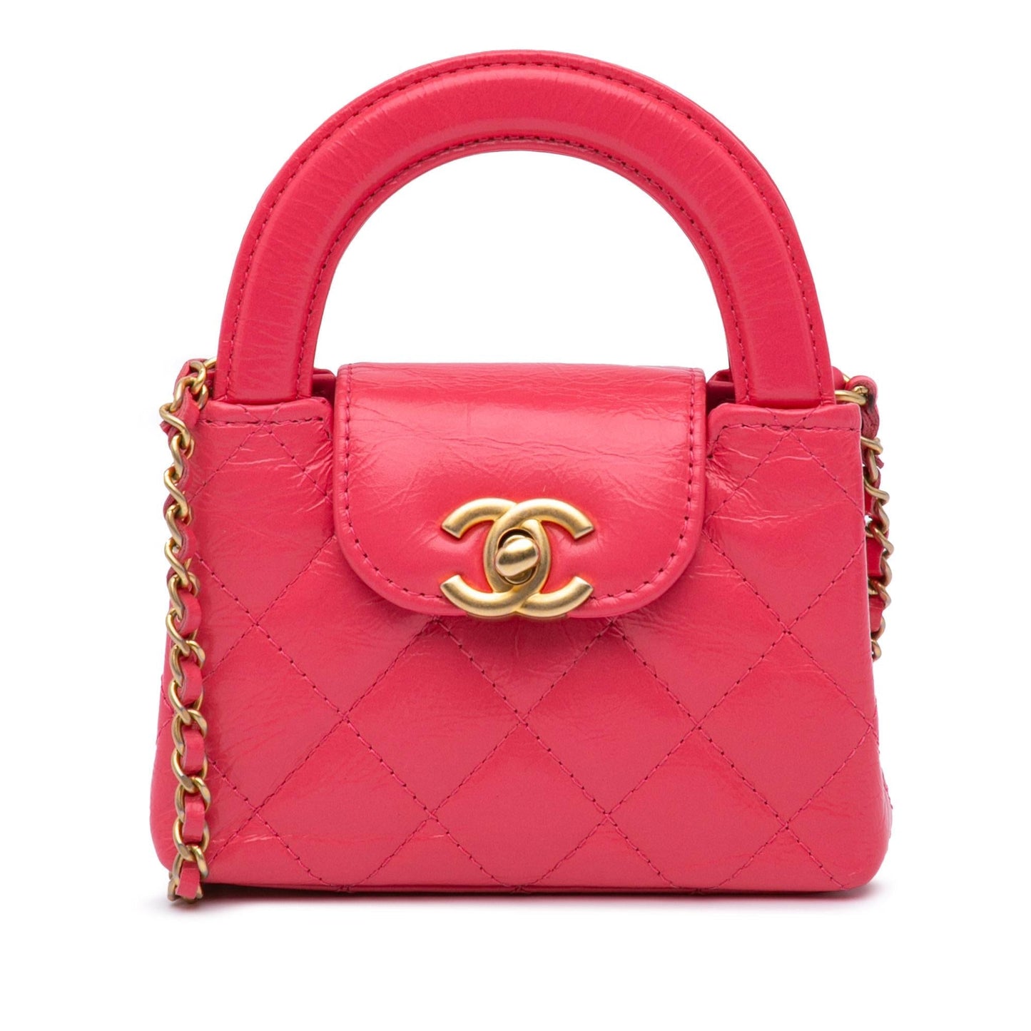 Chanel Nano Aged Calfskin Kelly Shopper Tote Bag