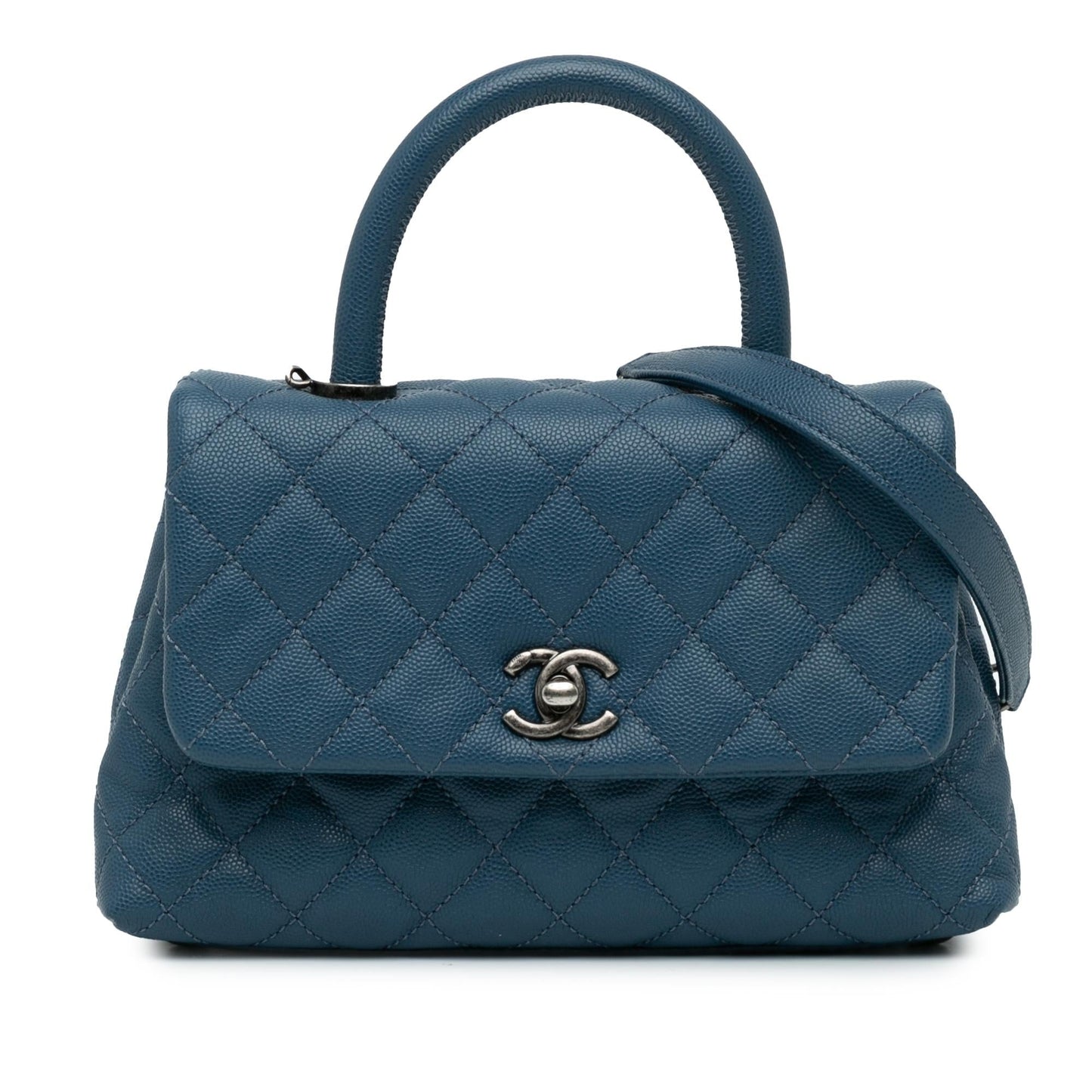 Chanel Quilted Caviar Coco Top Handle Mini Bag Handle Bag