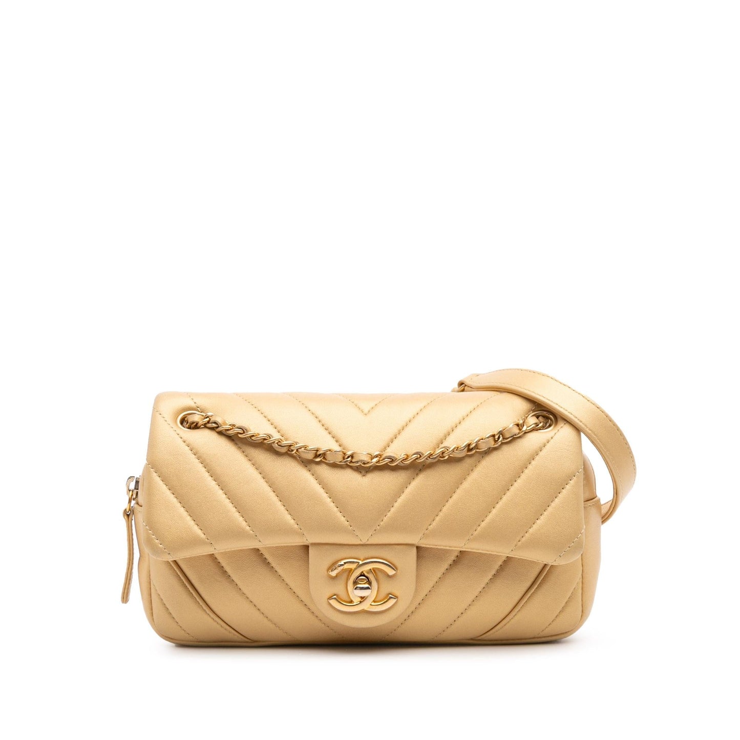 Chanel Quilted Chevron Lambskin Camera Flap Mini Bag