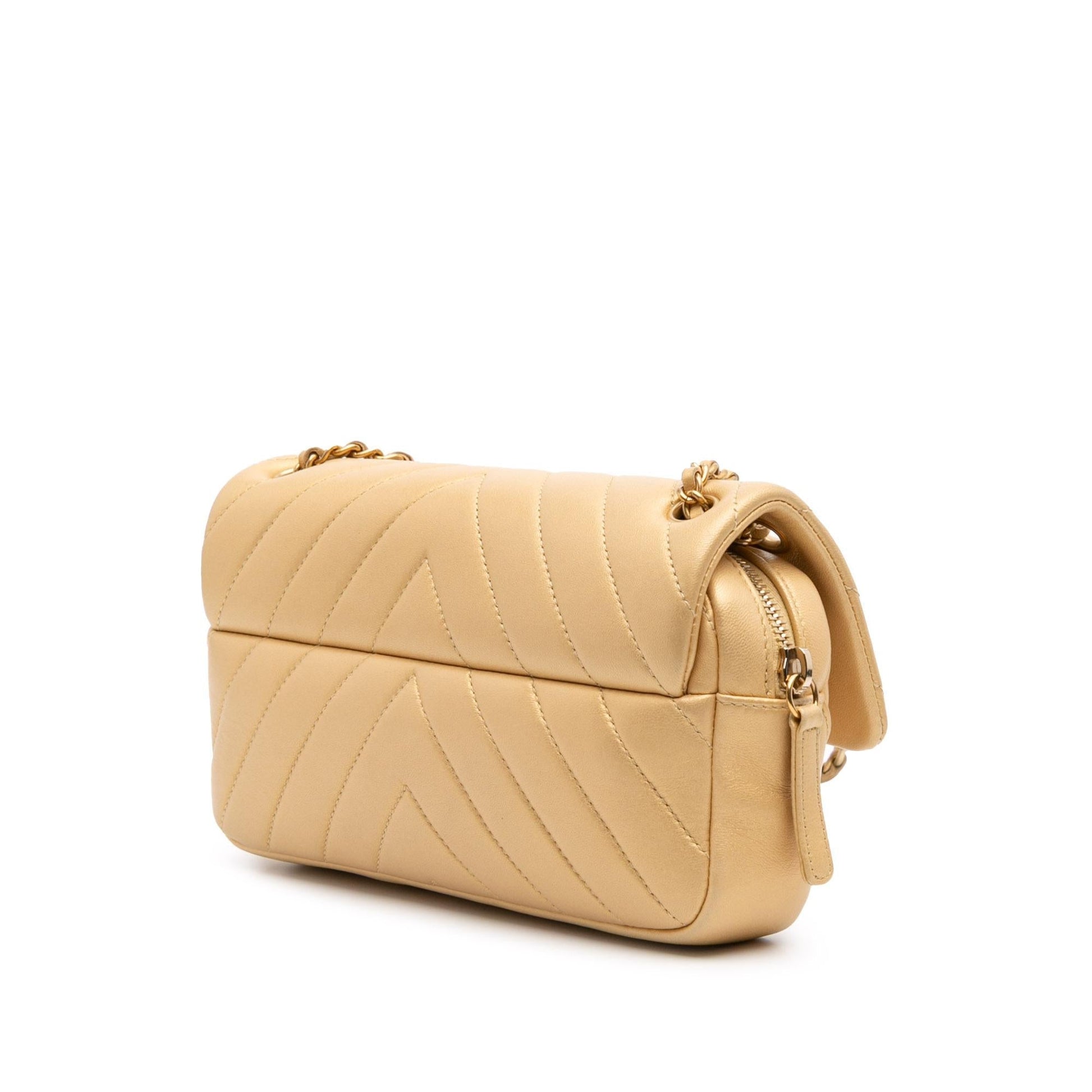 Chanel Quilted Chevron Lambskin Camera Flap Mini Bag