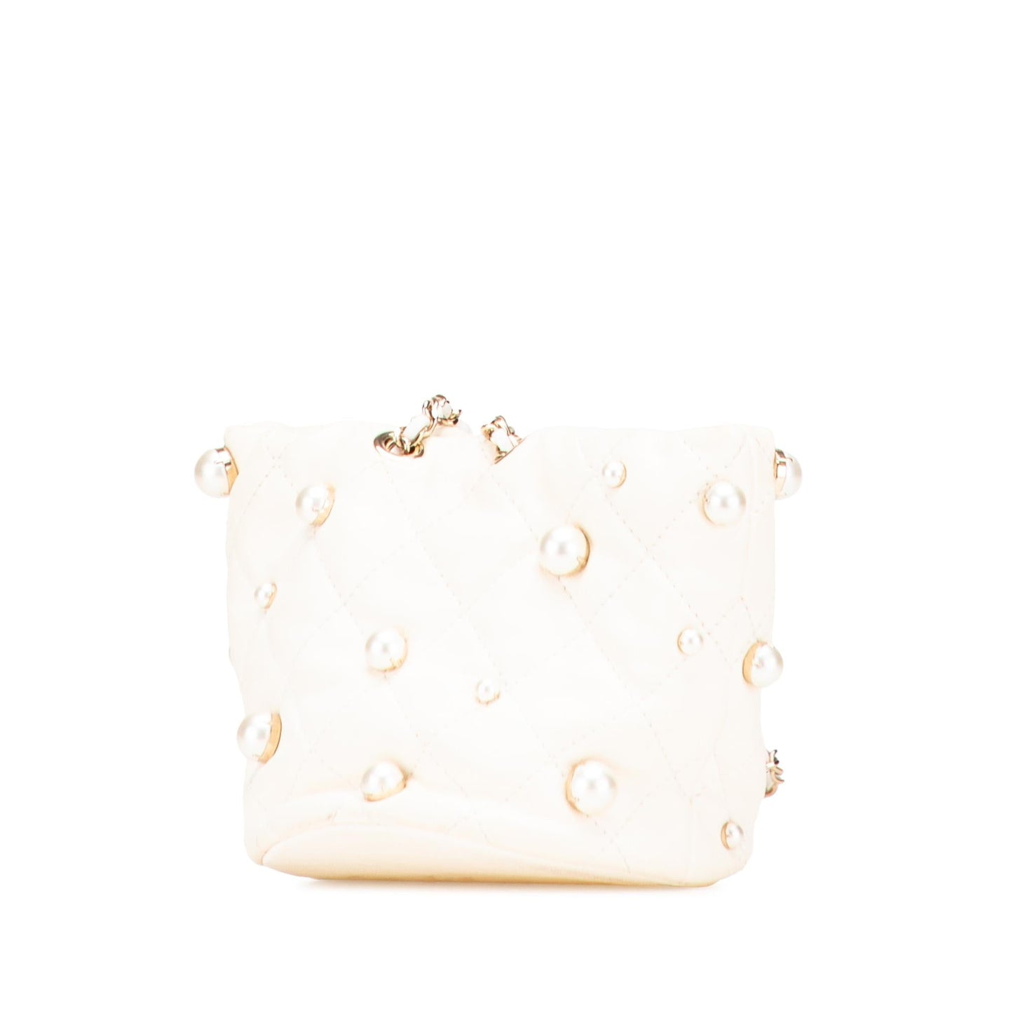 Chanel Quilted Lambskin About Pearls Drawstring Bucket Jewelry
