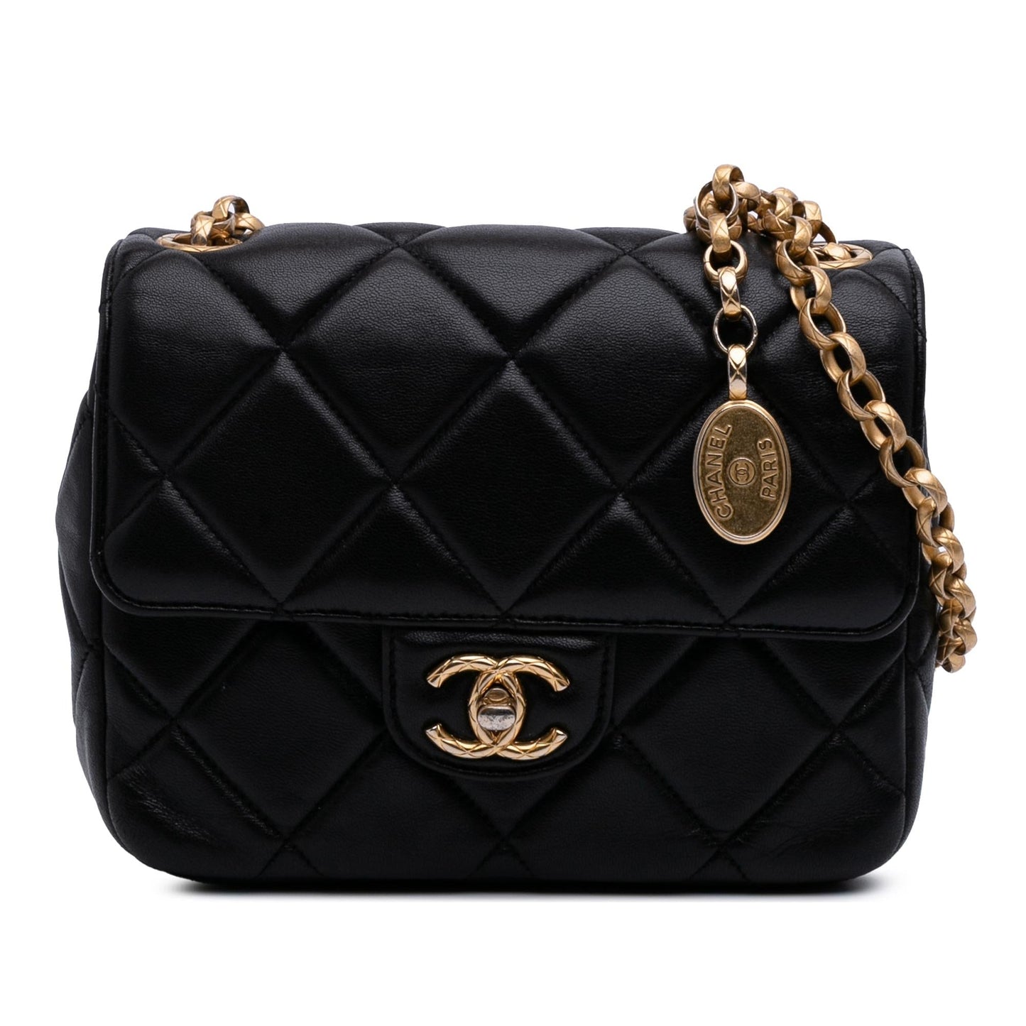 Chanel Quilted Lambskin Bijoux Logo Square Flap Mini Bag