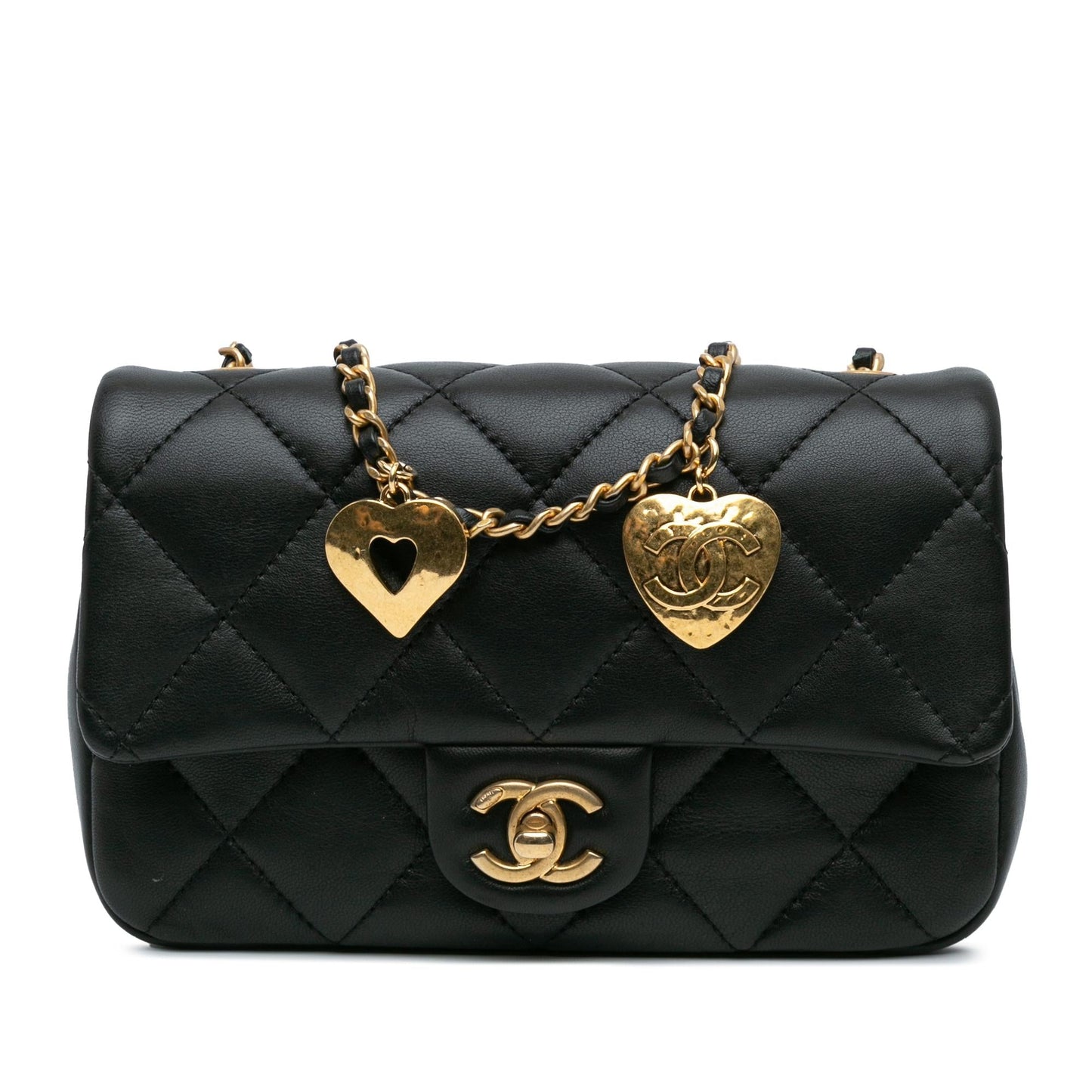 Chanel Quilted Lambskin Heart Charms Flap SHG-8hWUGQ Key Chain