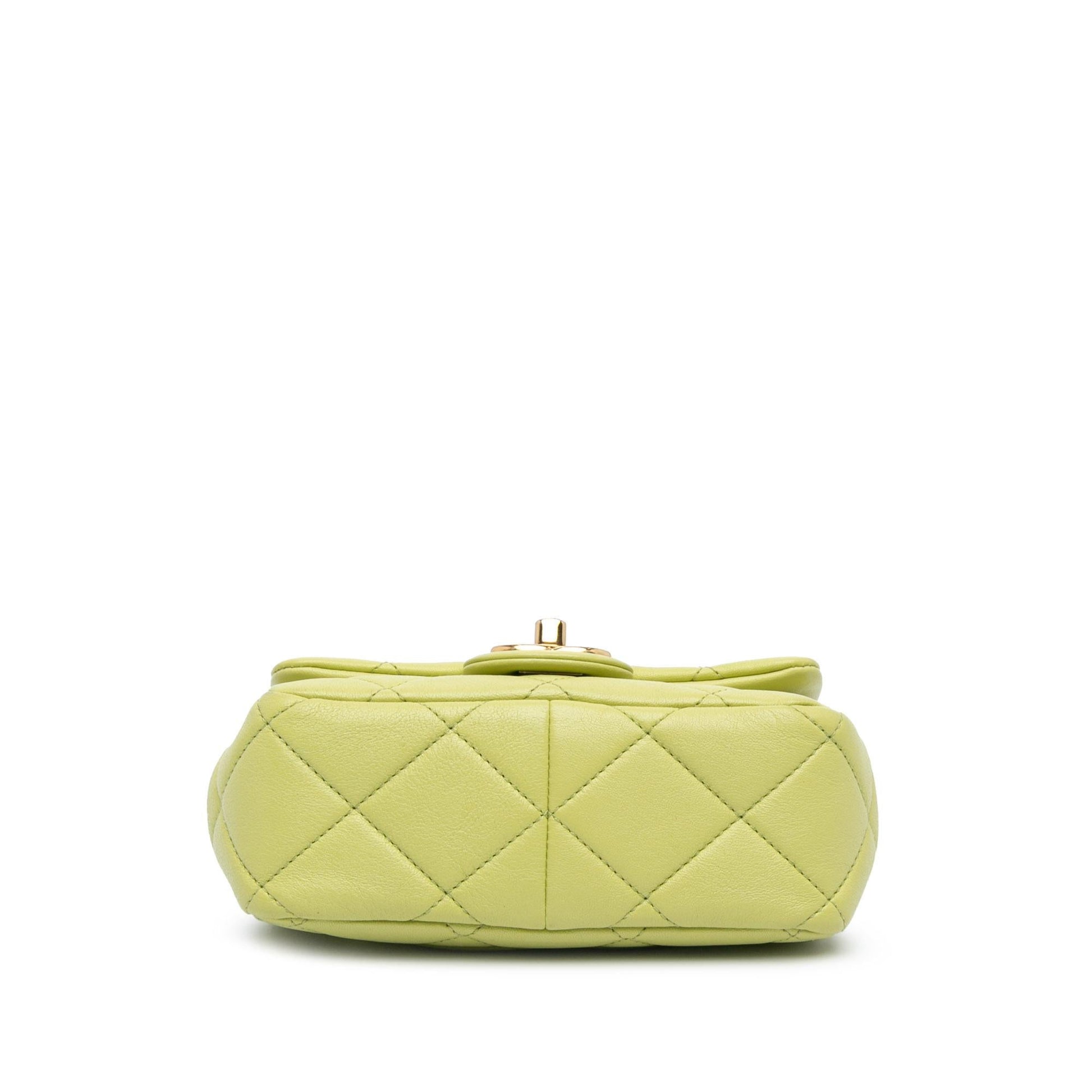 Chanel Quilted Lambskin Oval Logo Top Handle Mini Bag Handle Flap