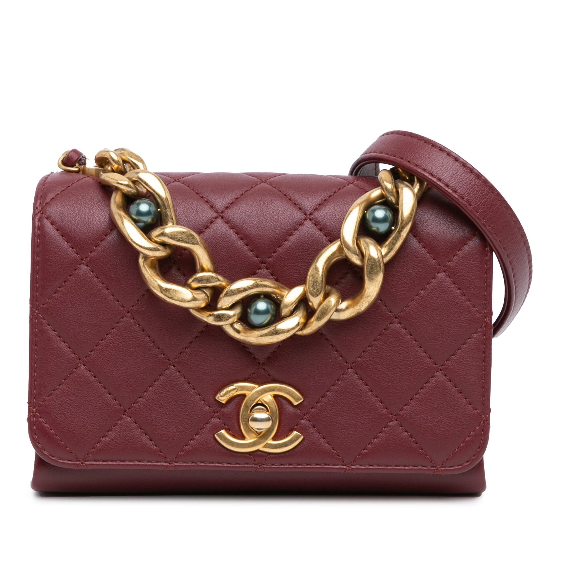 Chanel Quilted Lambskin Pearl Flap SHG-EoPZT5 Mini Bag