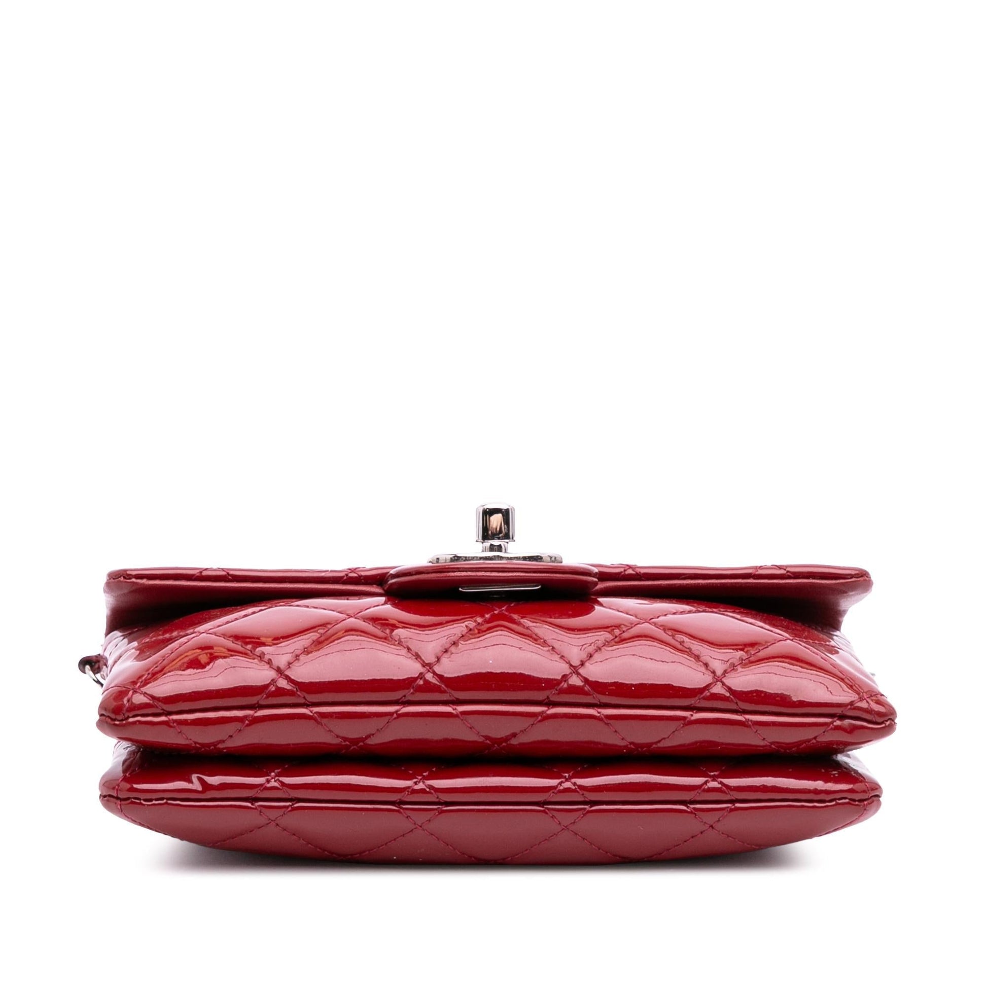 Chanel Quilted Patent Phone Holder on Mini Bag