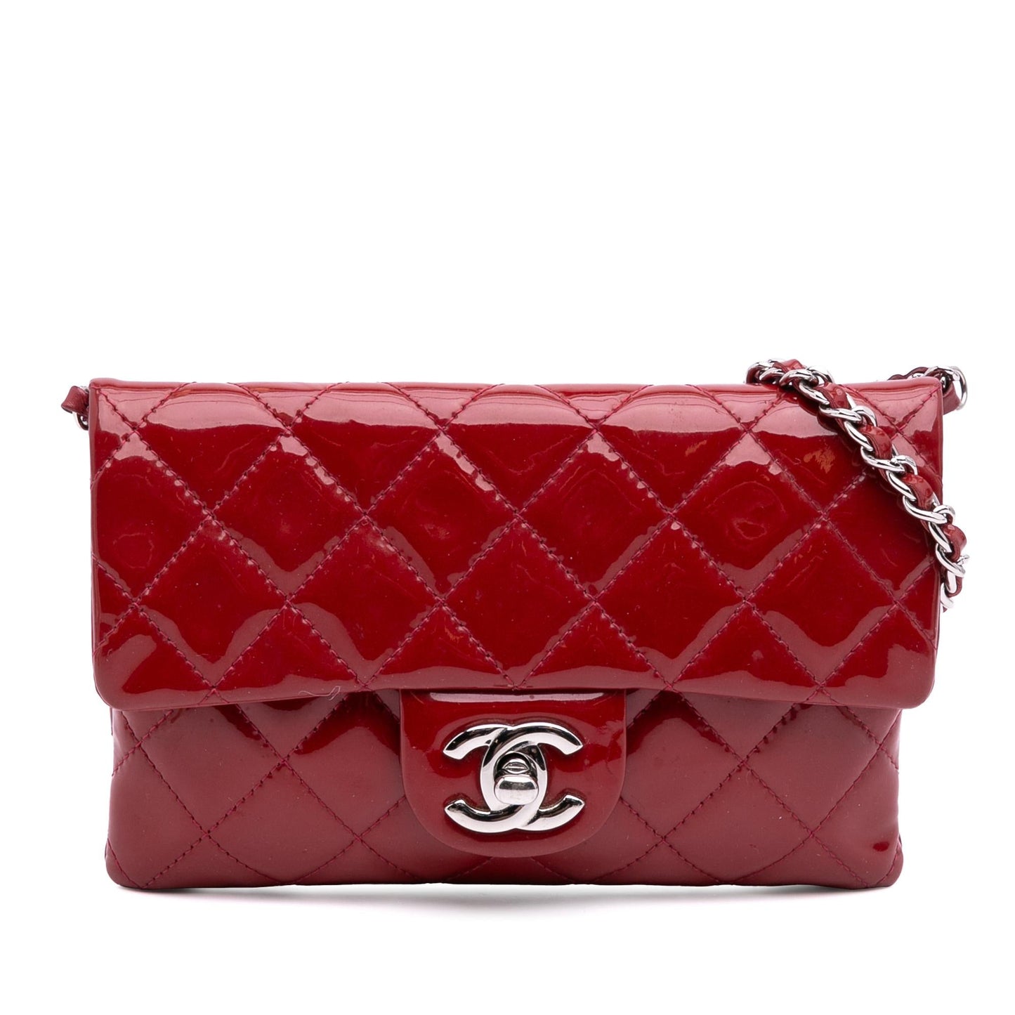 Chanel Quilted Patent Phone Holder on Mini Bag