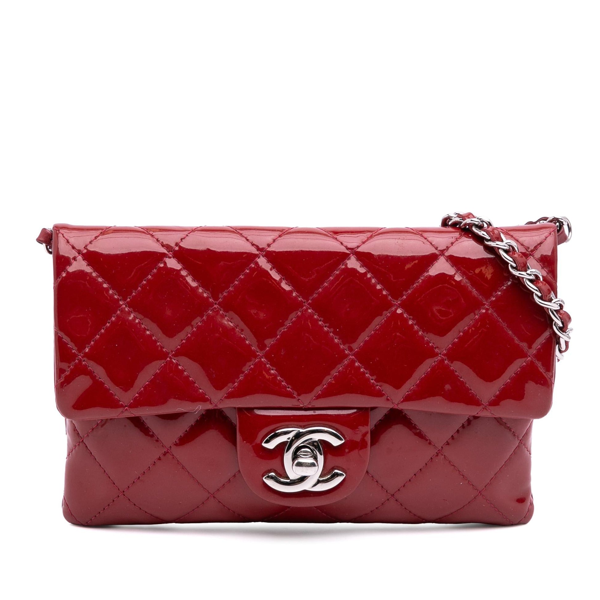 Chanel Quilted Patent Phone Holder on Mini Bag